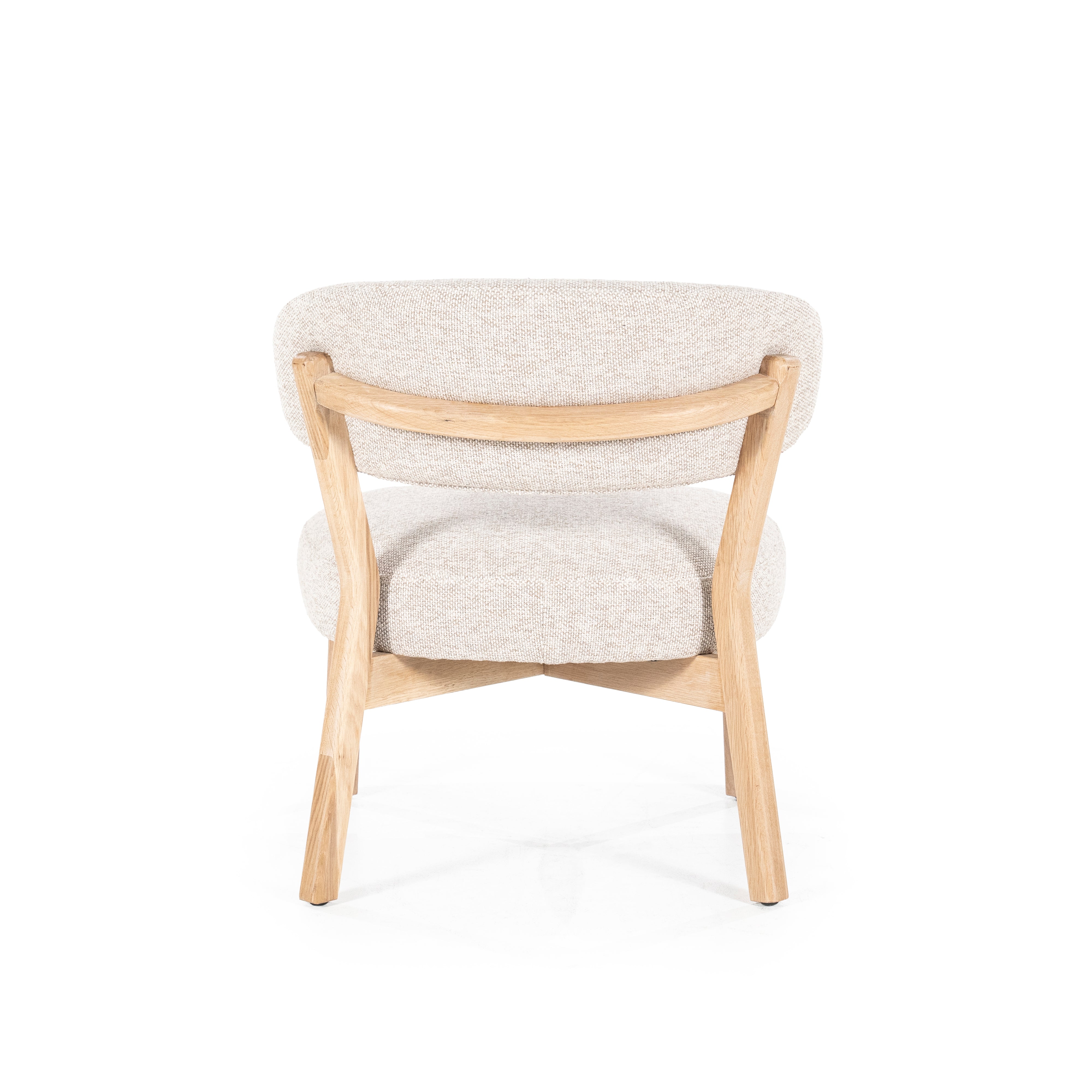 Beige MIKKY fauteuil met lichte houten basis