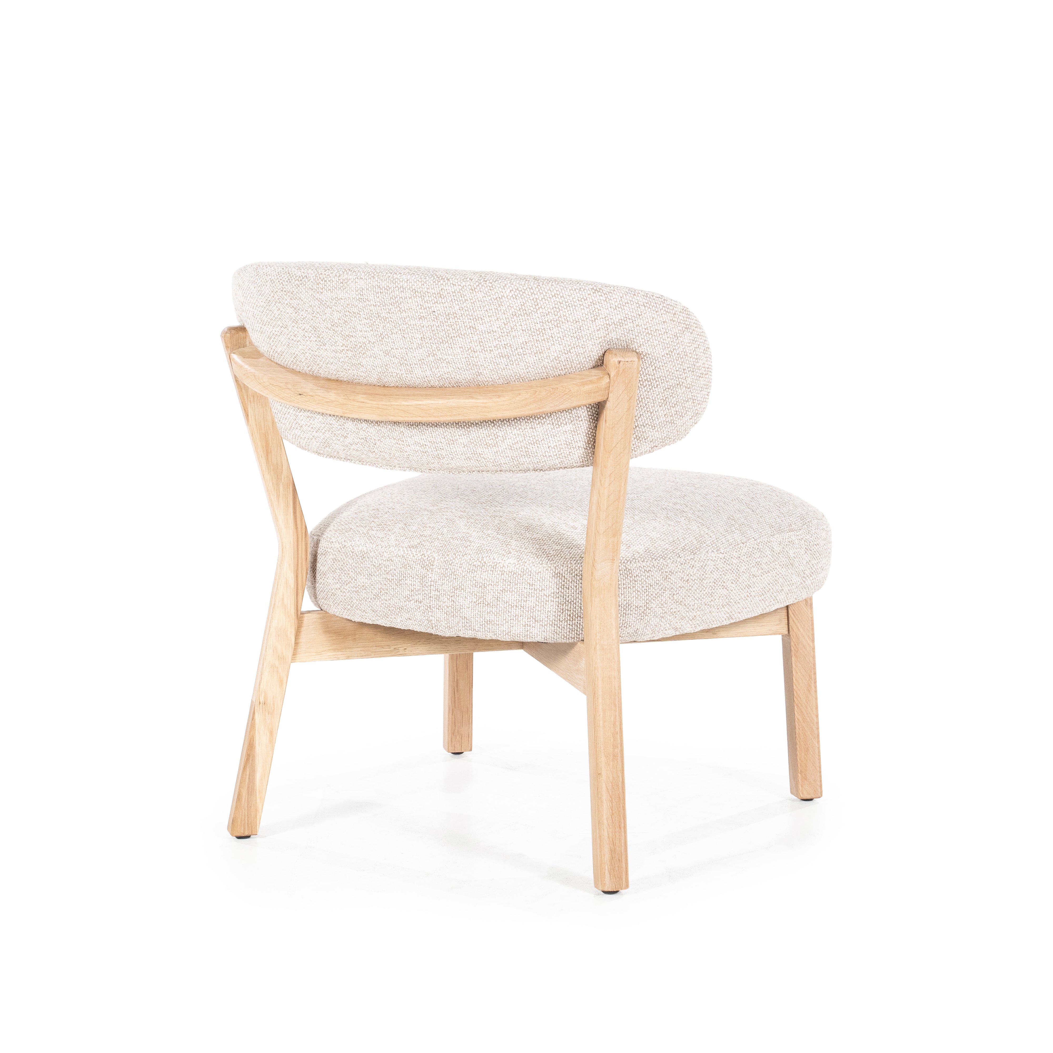 Beige MIKKY fauteuil met lichte houten basis