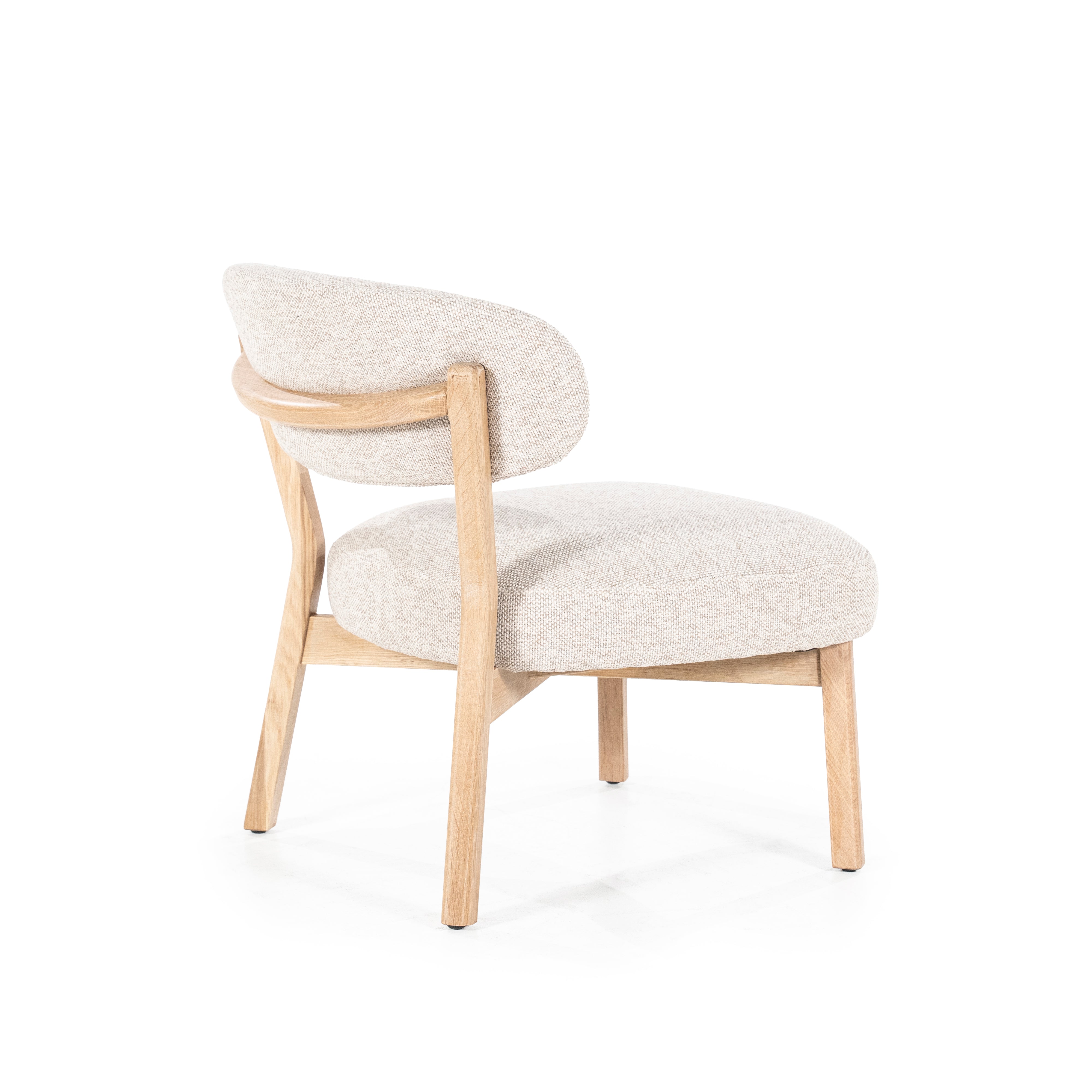 Beige MIKKY fauteuil met lichte houten basis