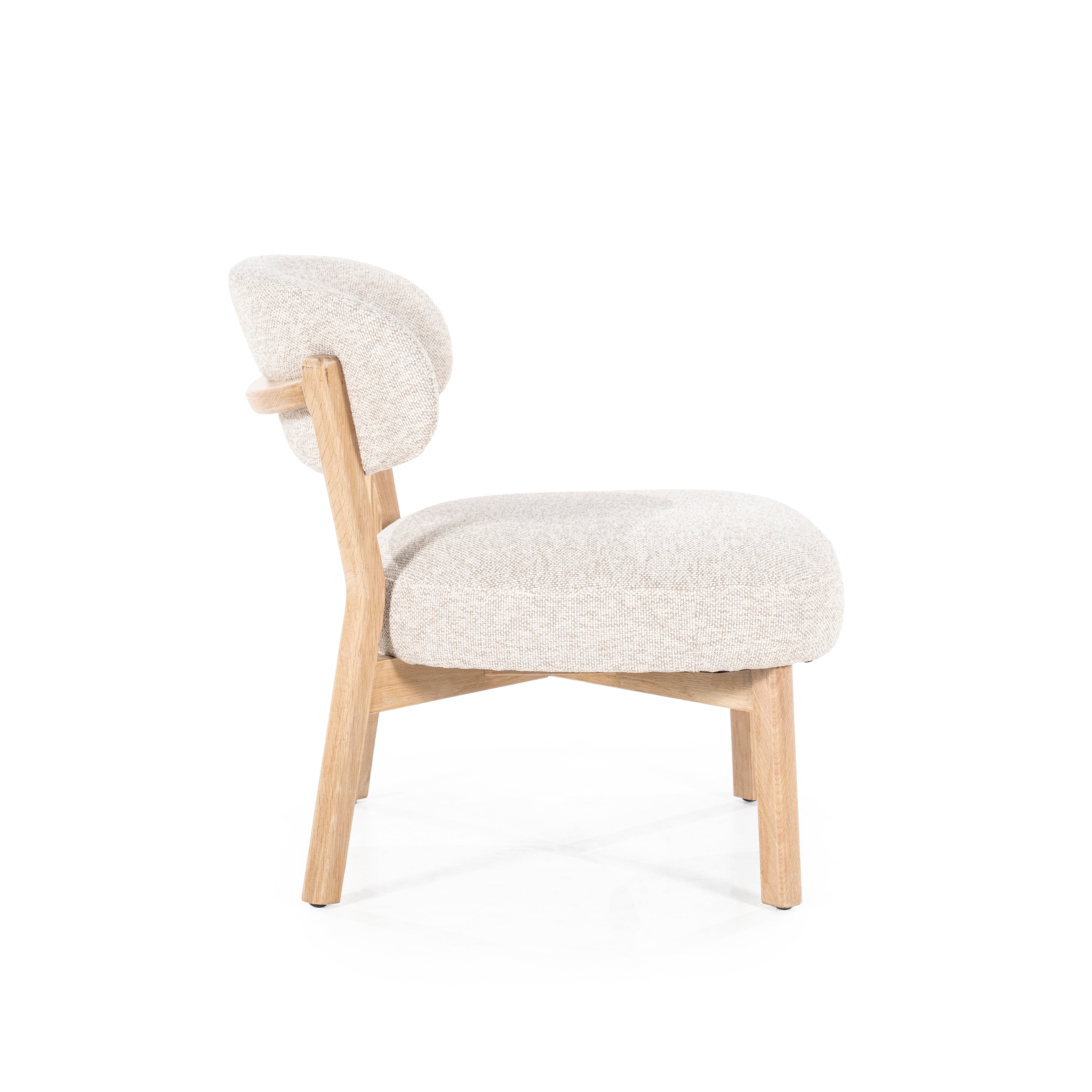Beige MIKKY fauteuil met lichte houten basis