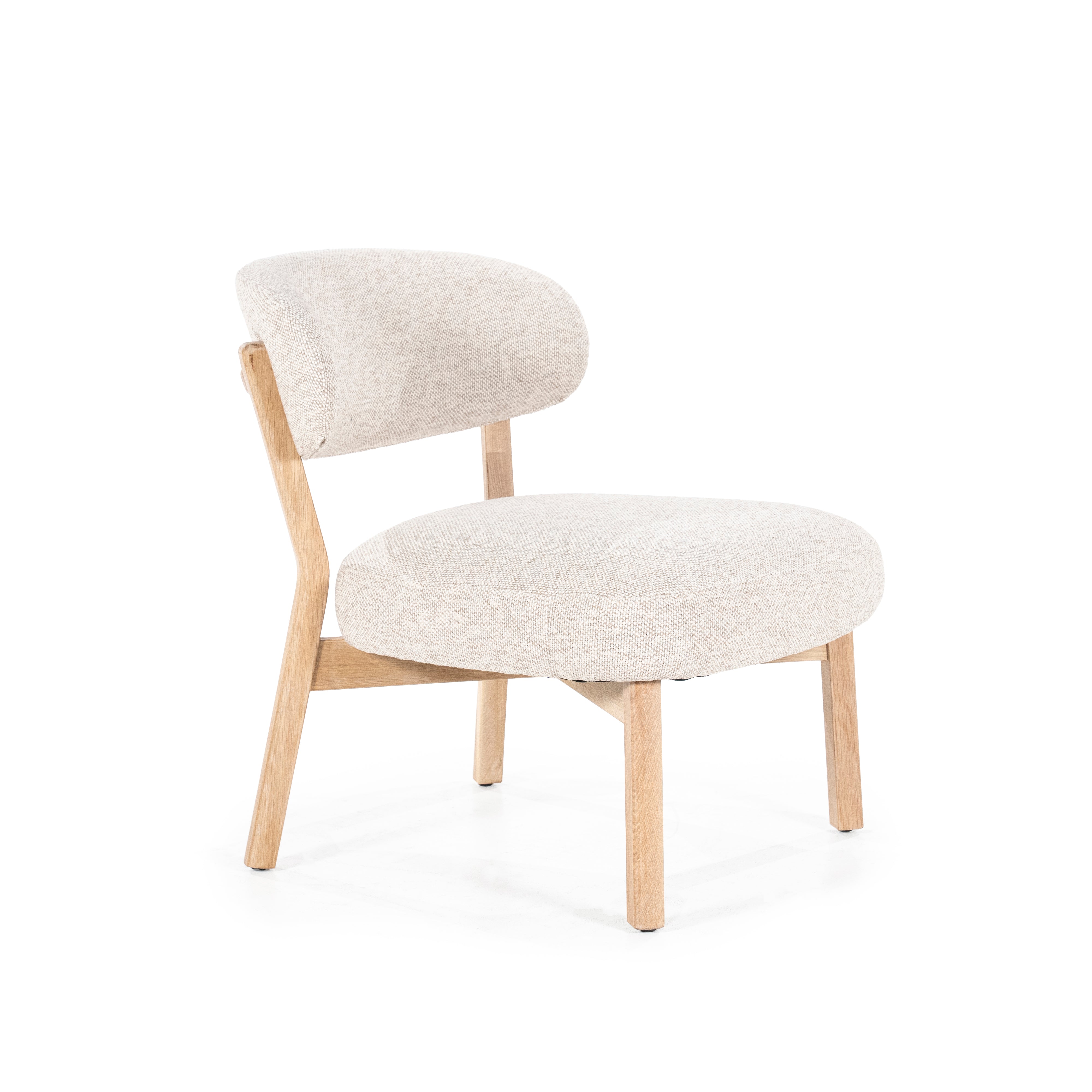 Beige MIKKY fauteuil met lichte houten basis