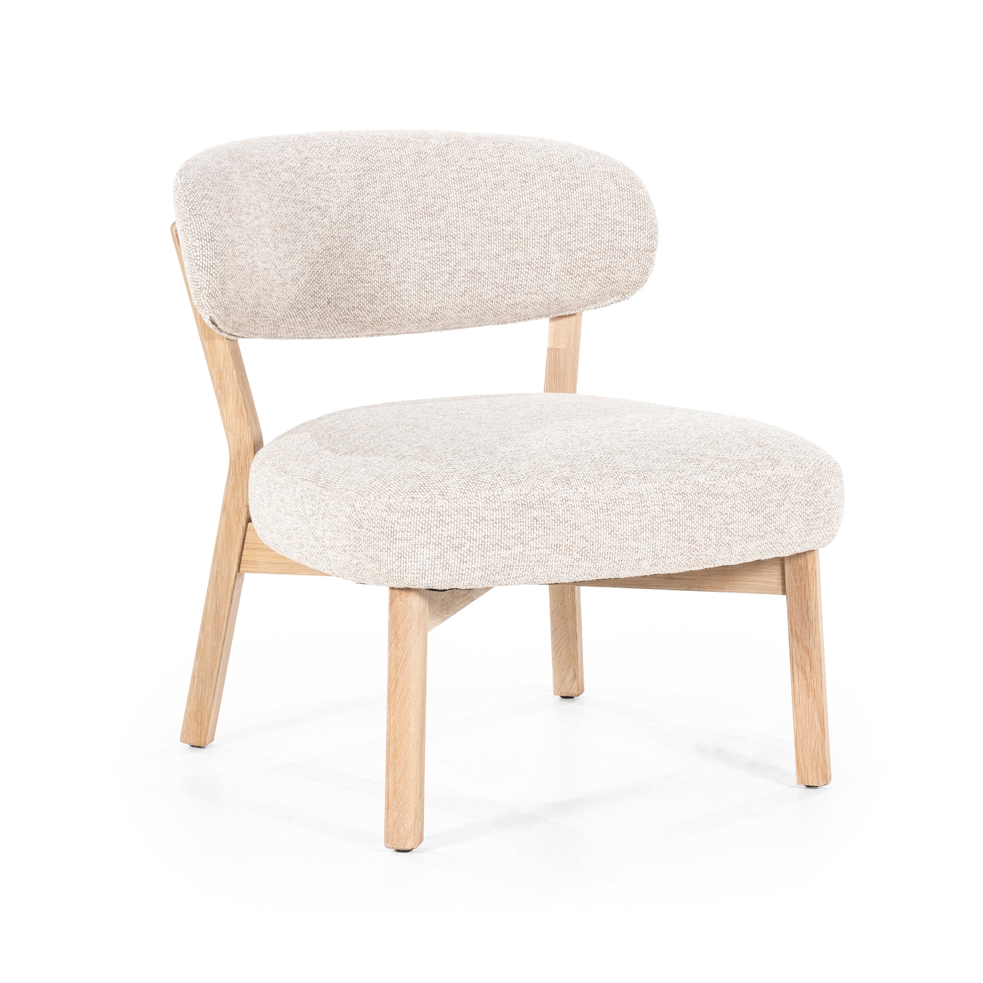 Beige MIKKY fauteuil met lichte houten basis