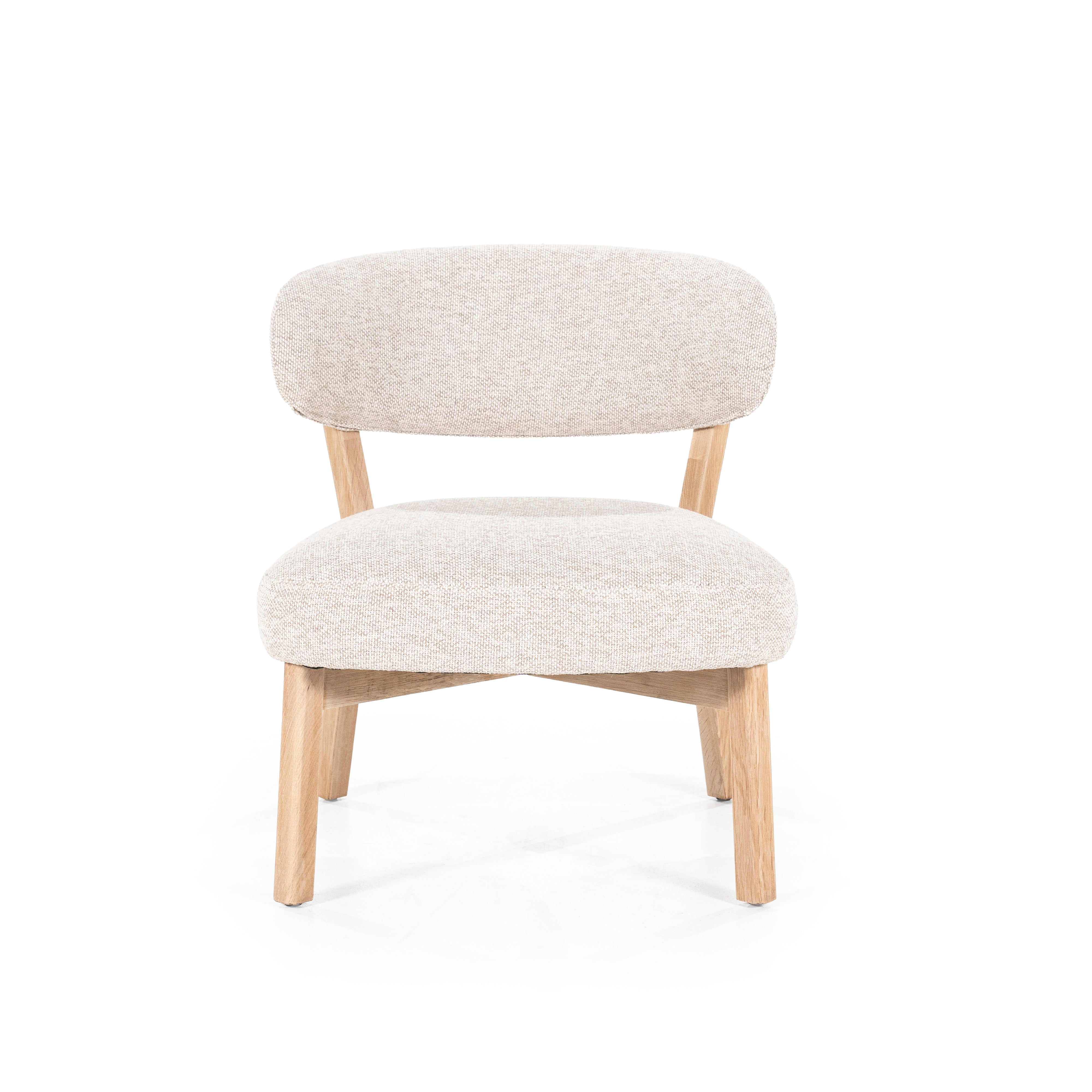Beige MIKKY fauteuil met lichte houten basis