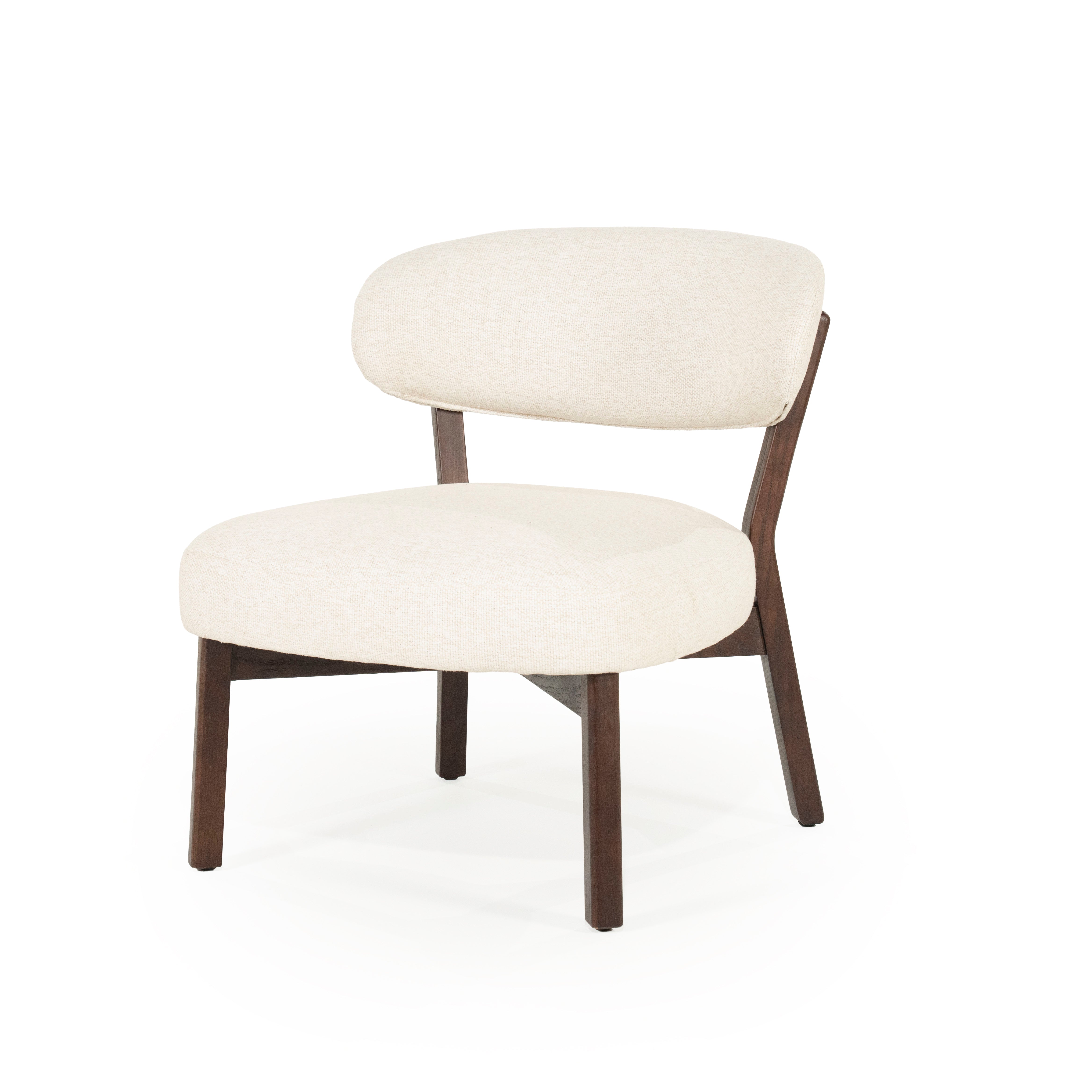 Sessel MIKKY hellbeige mit dunklem Holzgestell