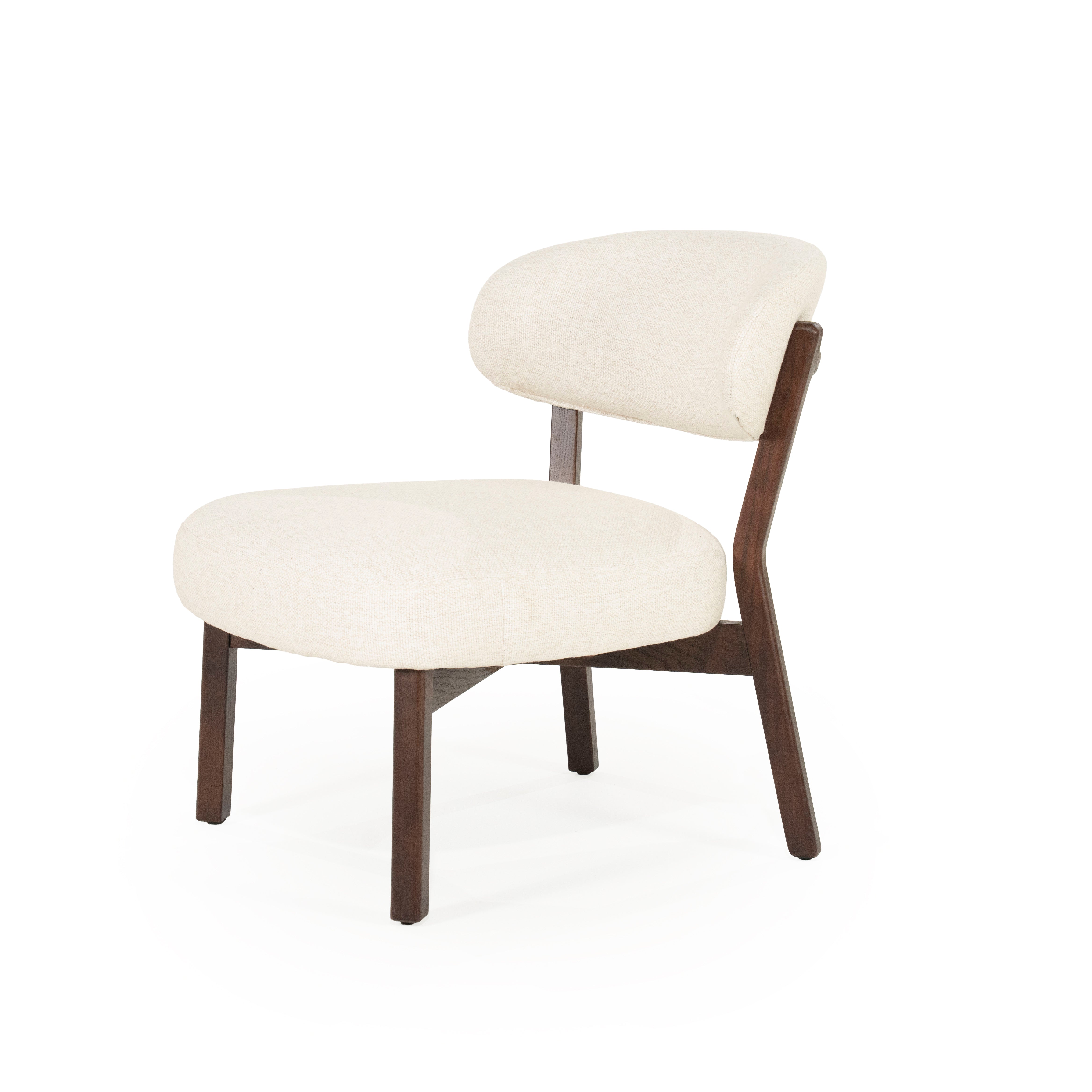 Sessel MIKKY hellbeige mit dunklem Holzgestell