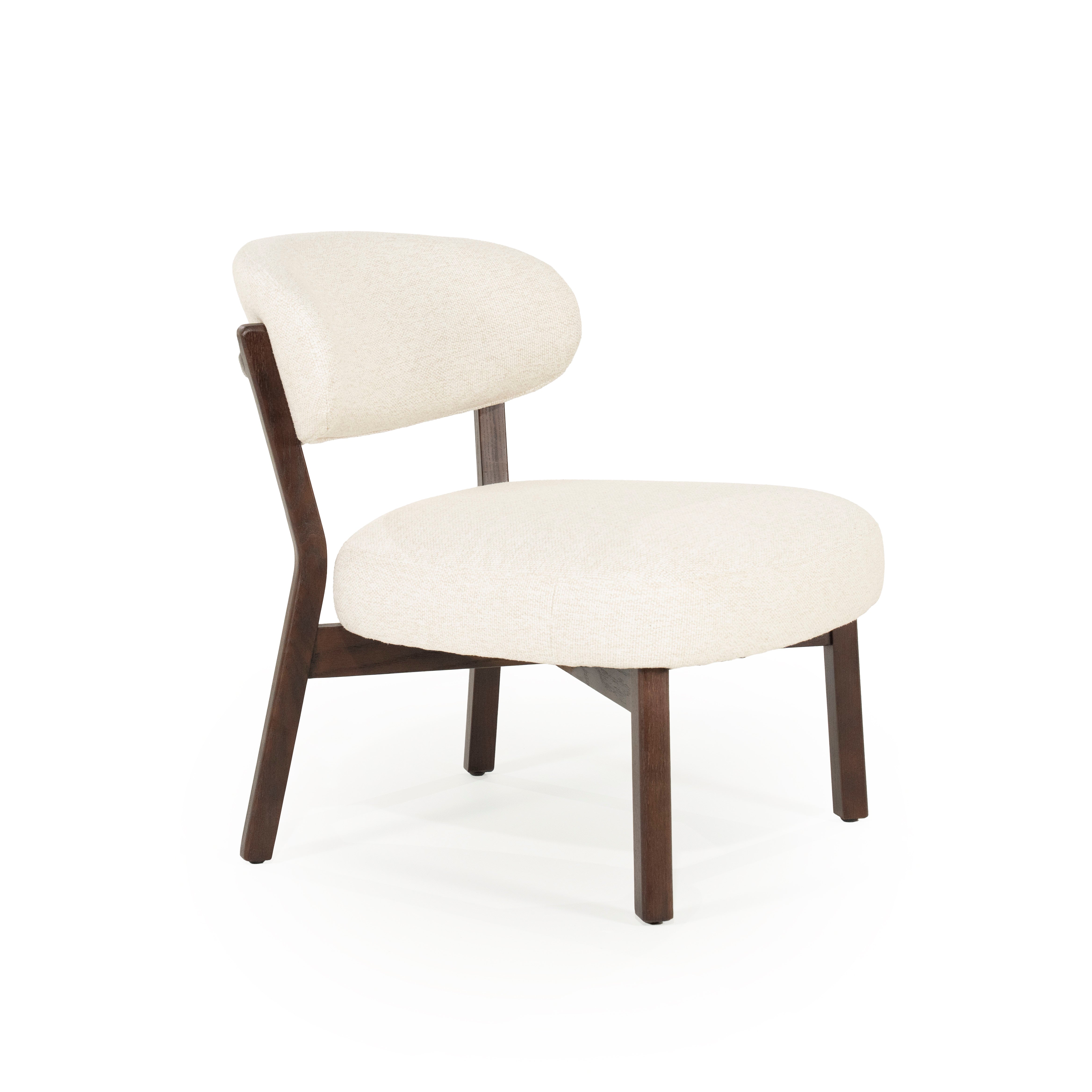 Sessel MIKKY hellbeige mit dunklem Holzgestell