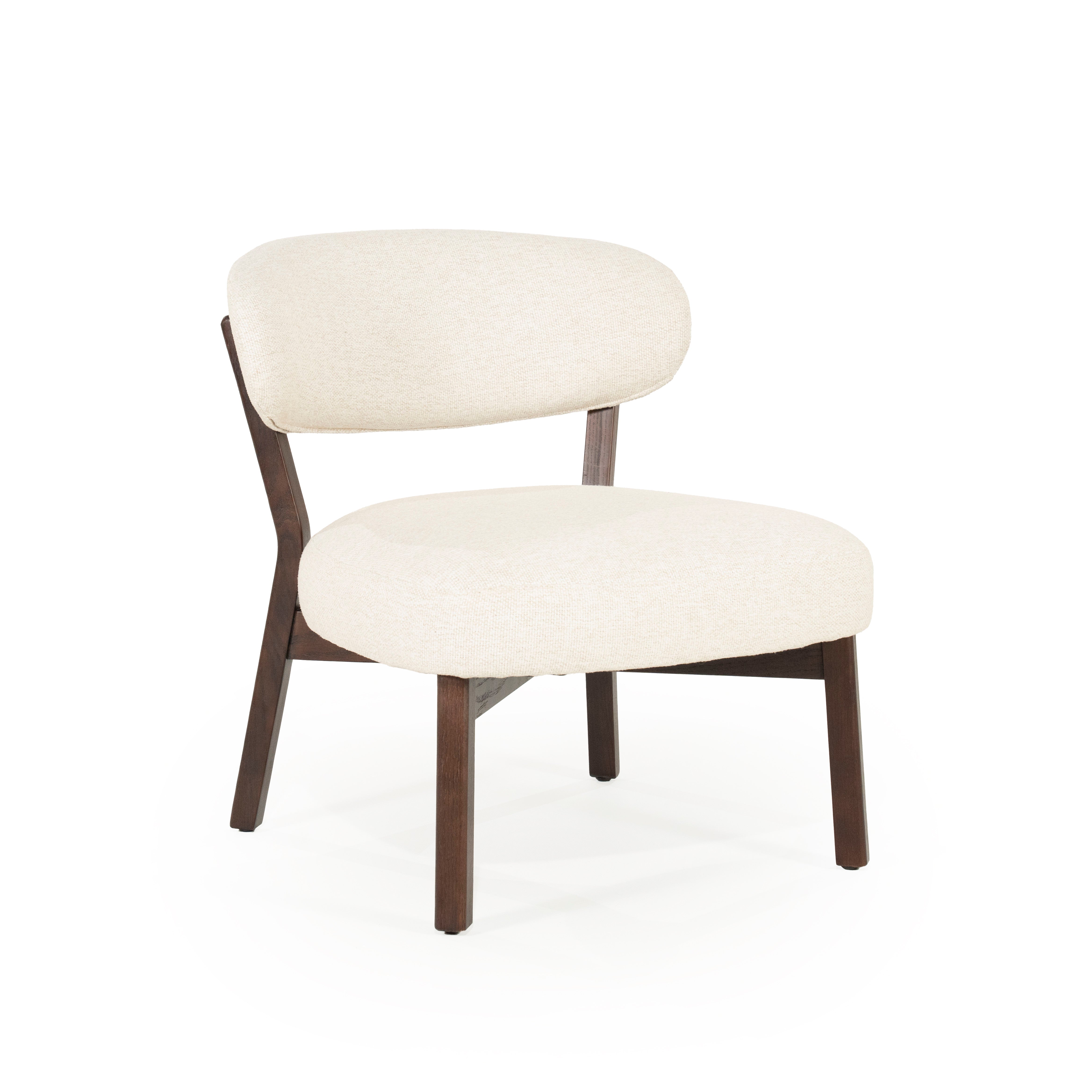 Sessel MIKKY hellbeige mit dunklem Holzgestell