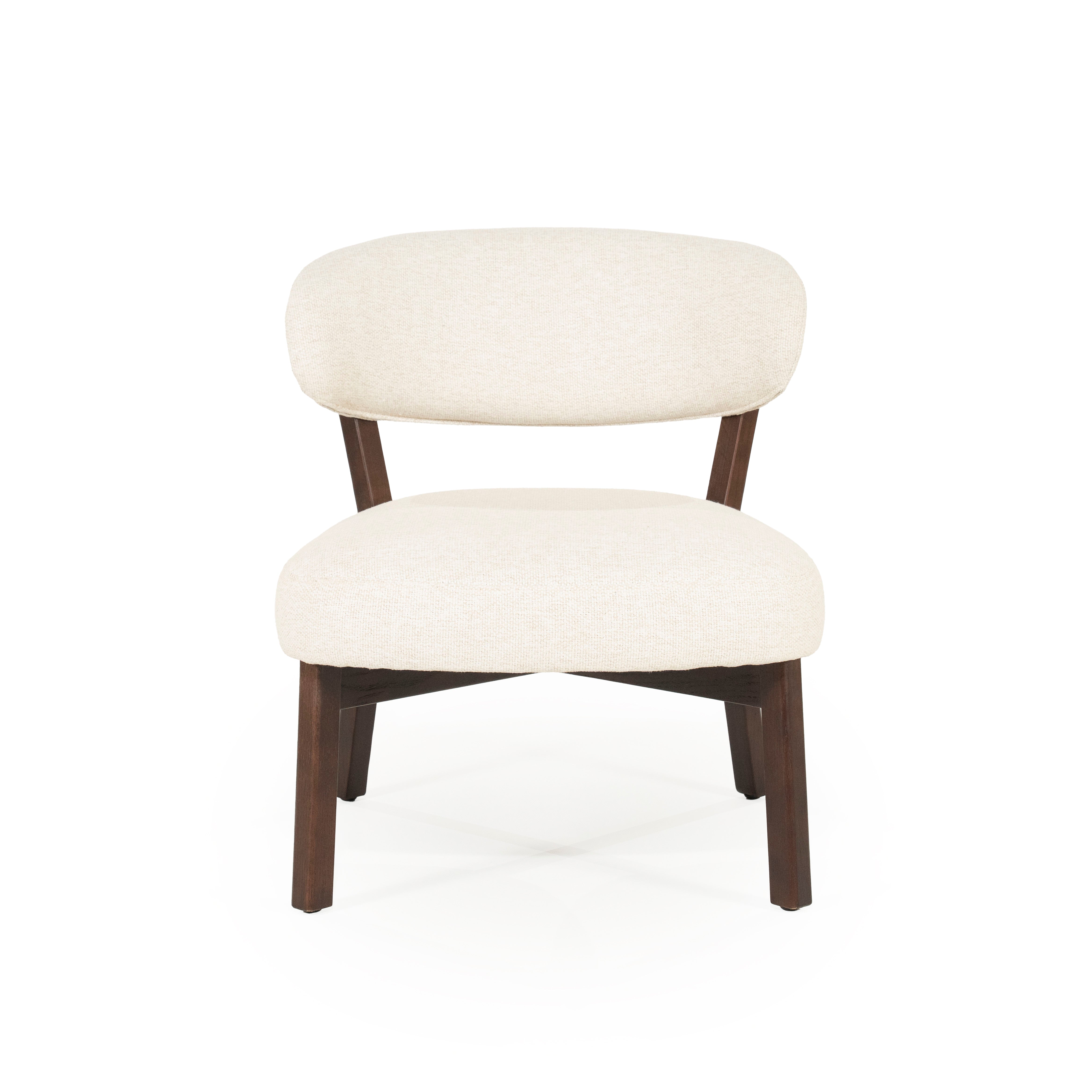 Sessel MIKKY hellbeige mit dunklem Holzgestell