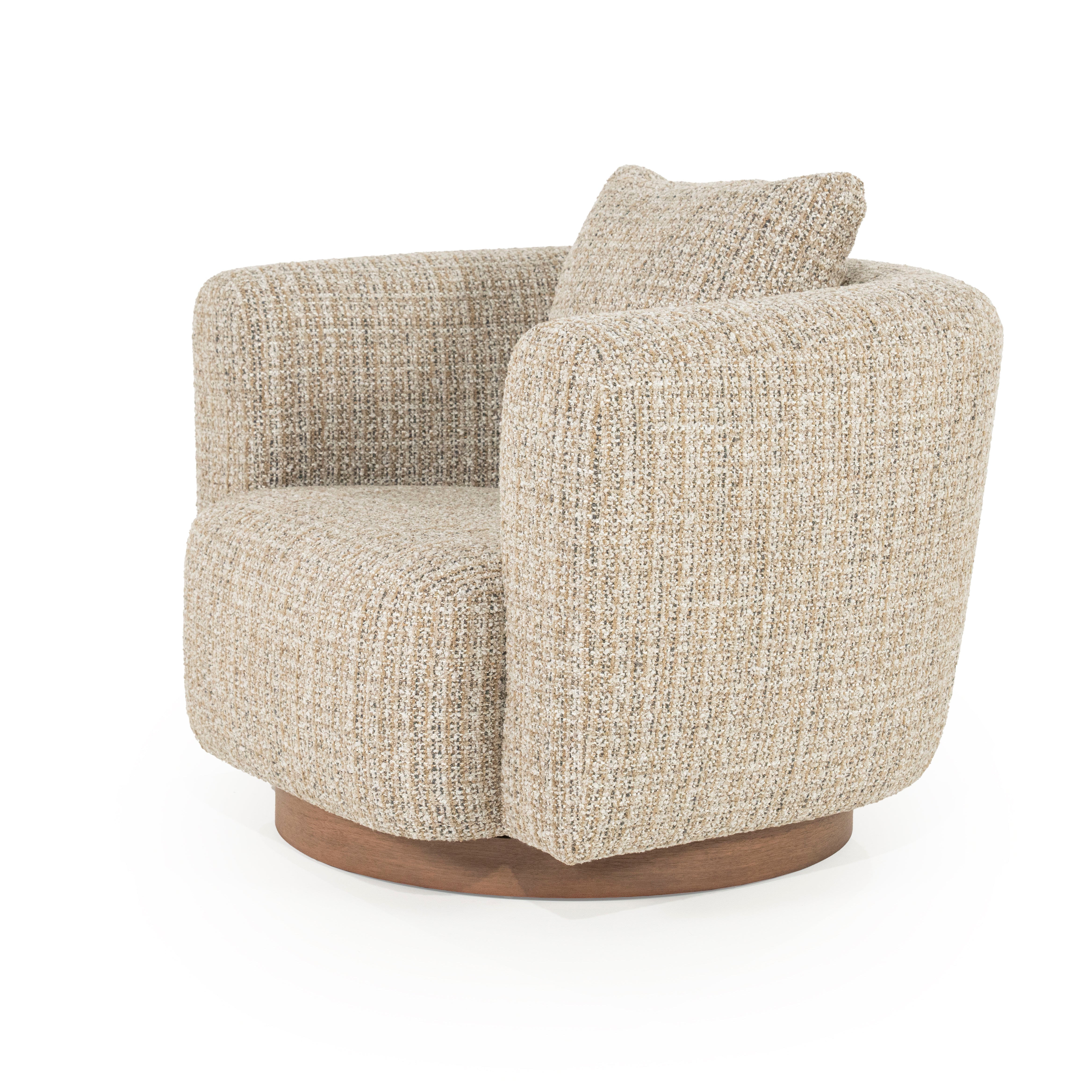 Draaistoel JORDAN beige met houten basis