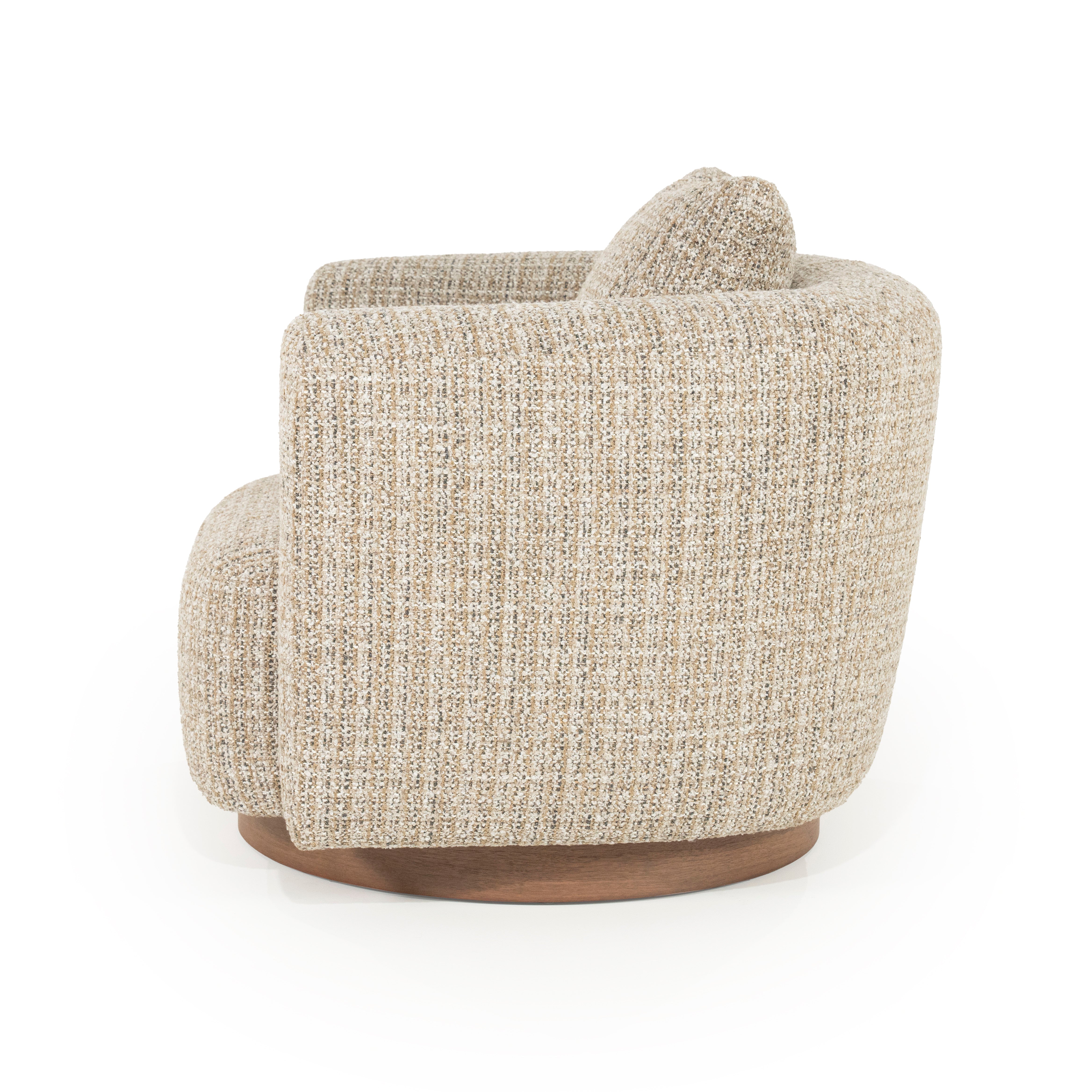 Draaistoel JORDAN beige met houten basis