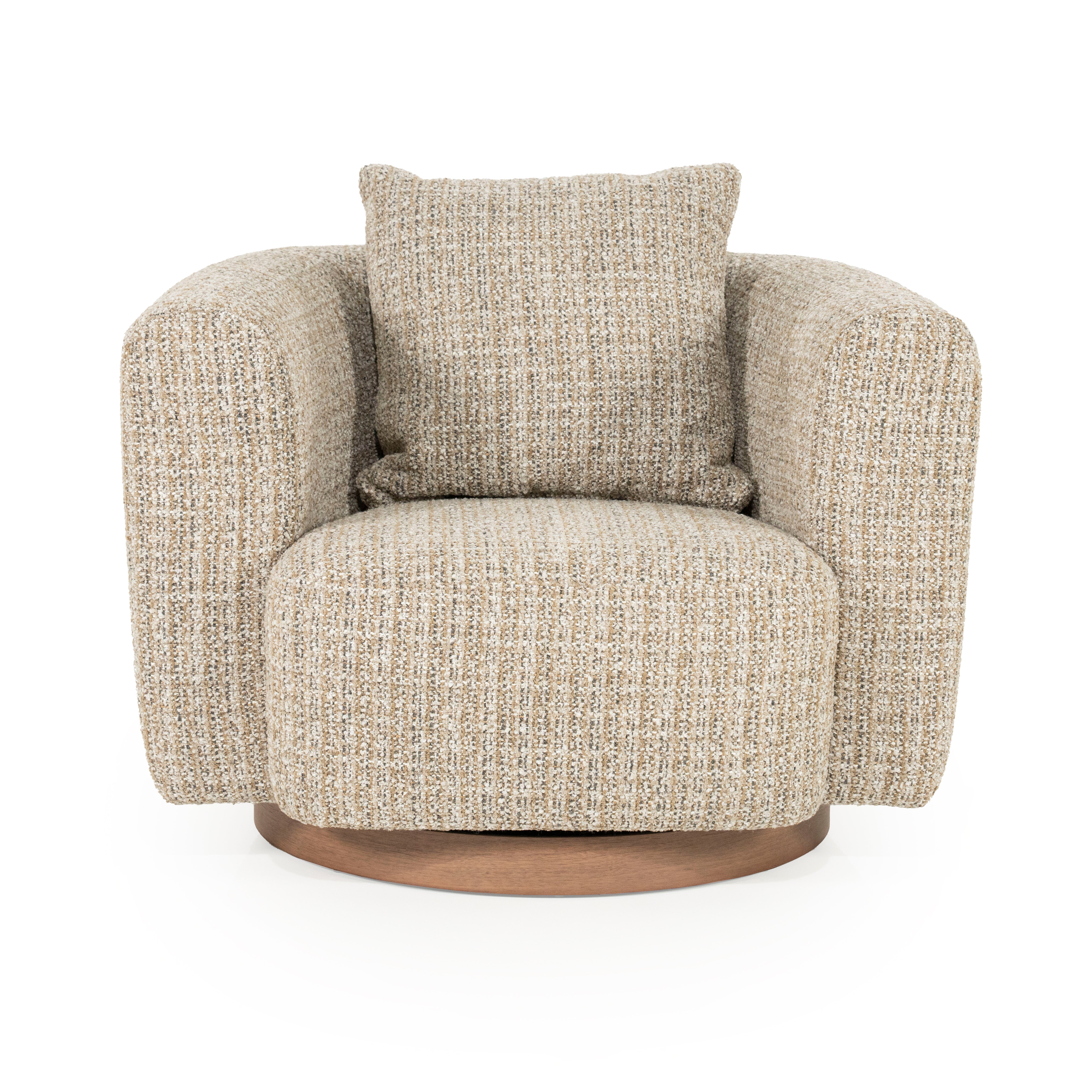 Draaistoel JORDAN beige met houten basis