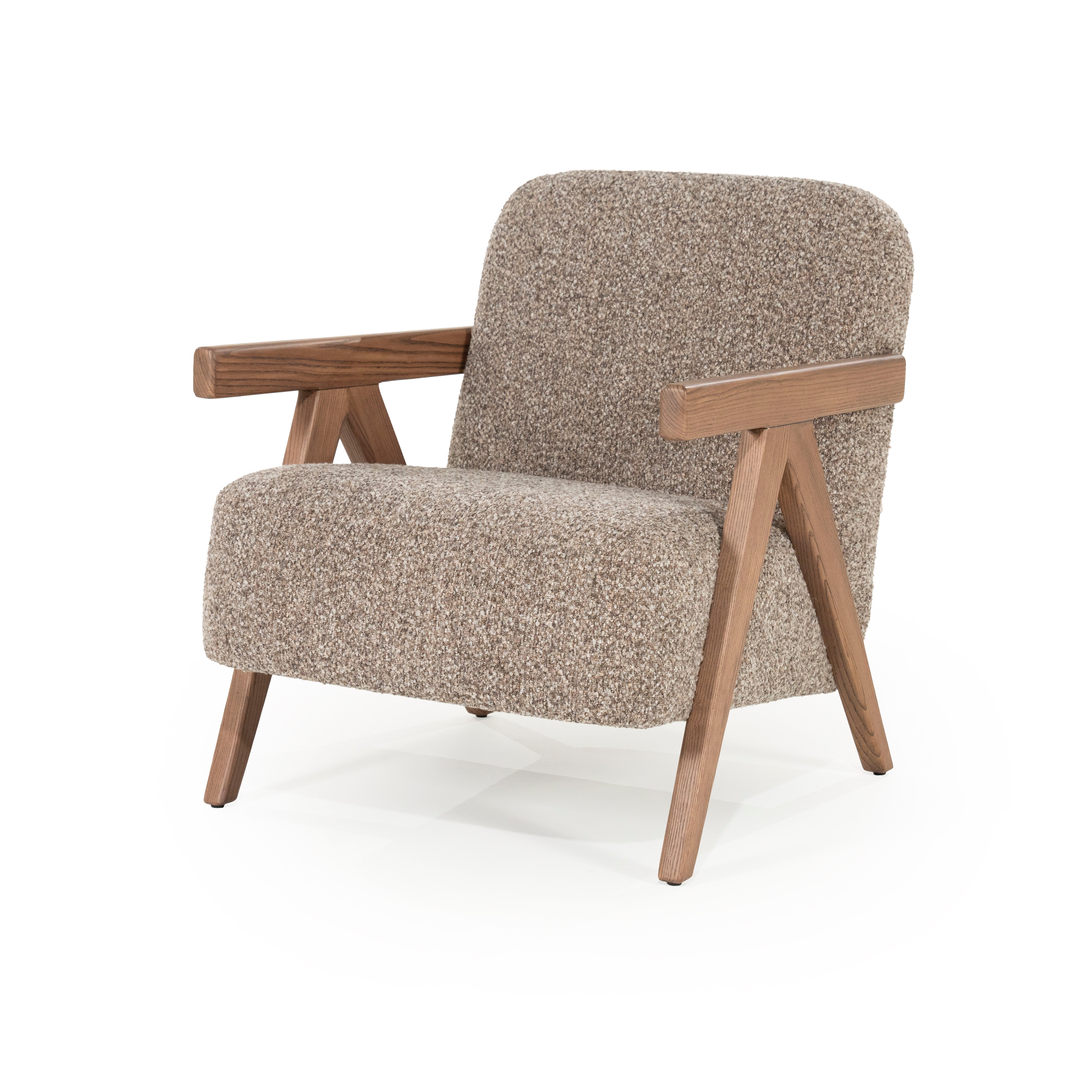 Sessel FRANCIS dunkelbeige mit Holzgestell