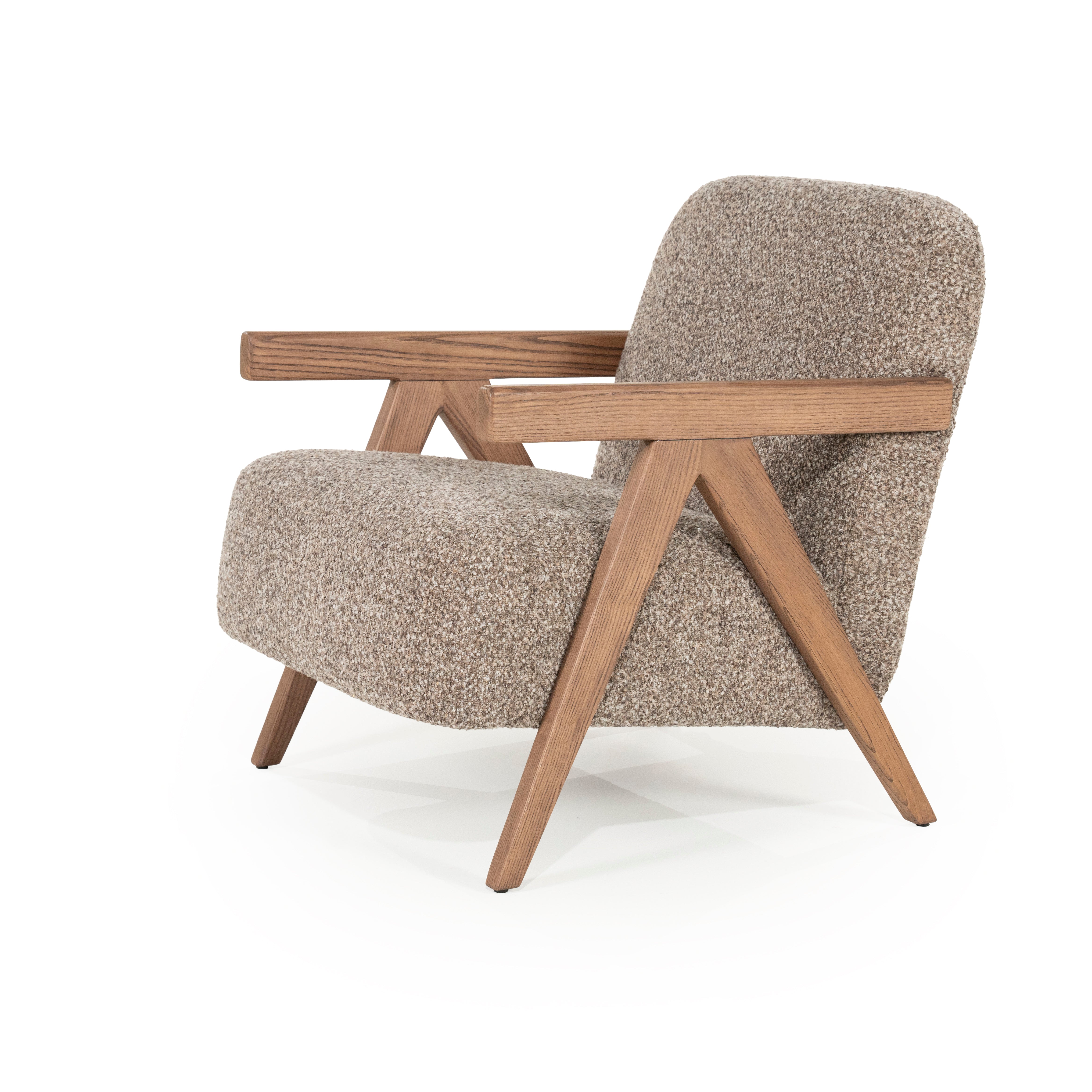Sessel FRANCIS dunkelbeige mit Holzgestell