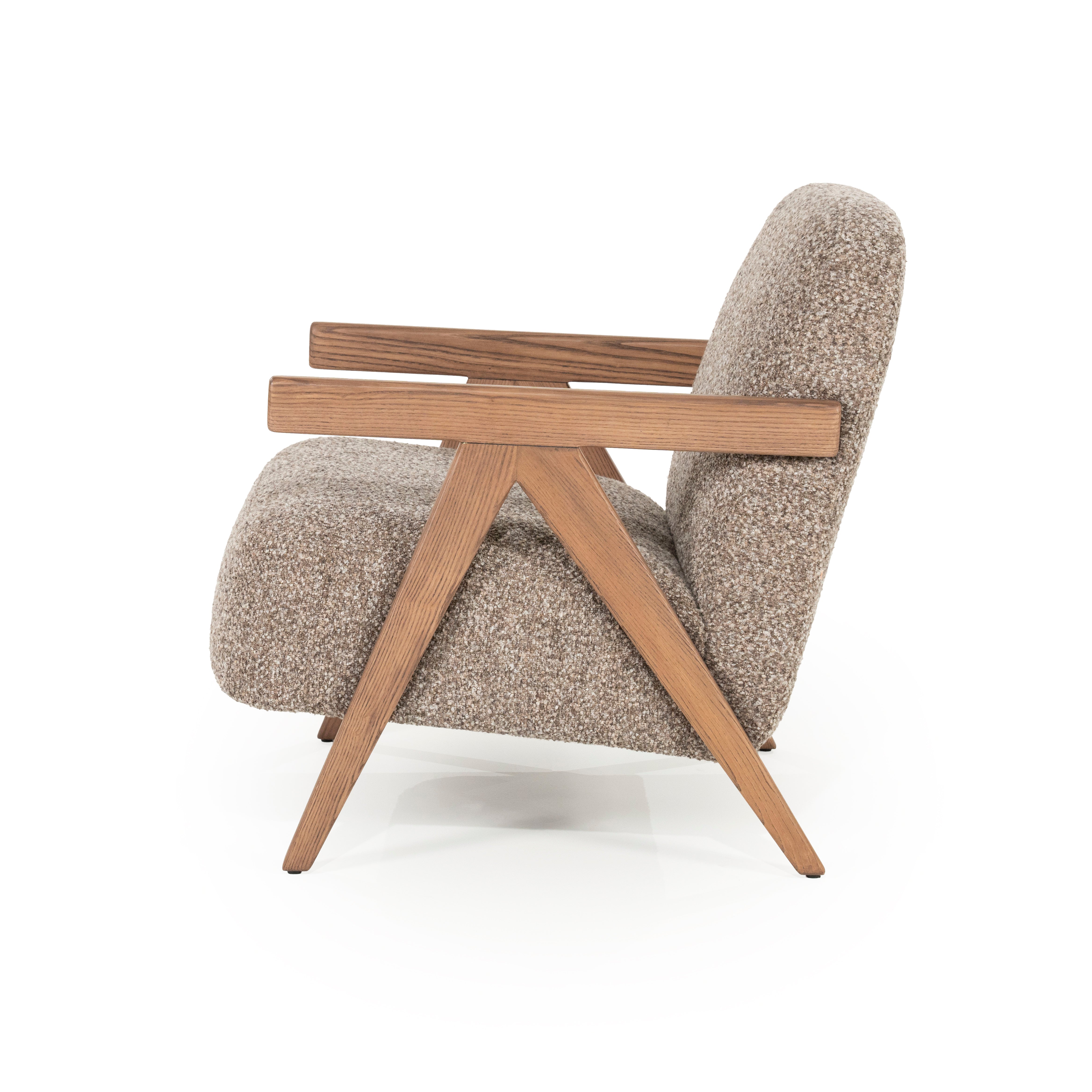 Sessel FRANCIS dunkelbeige mit Holzgestell