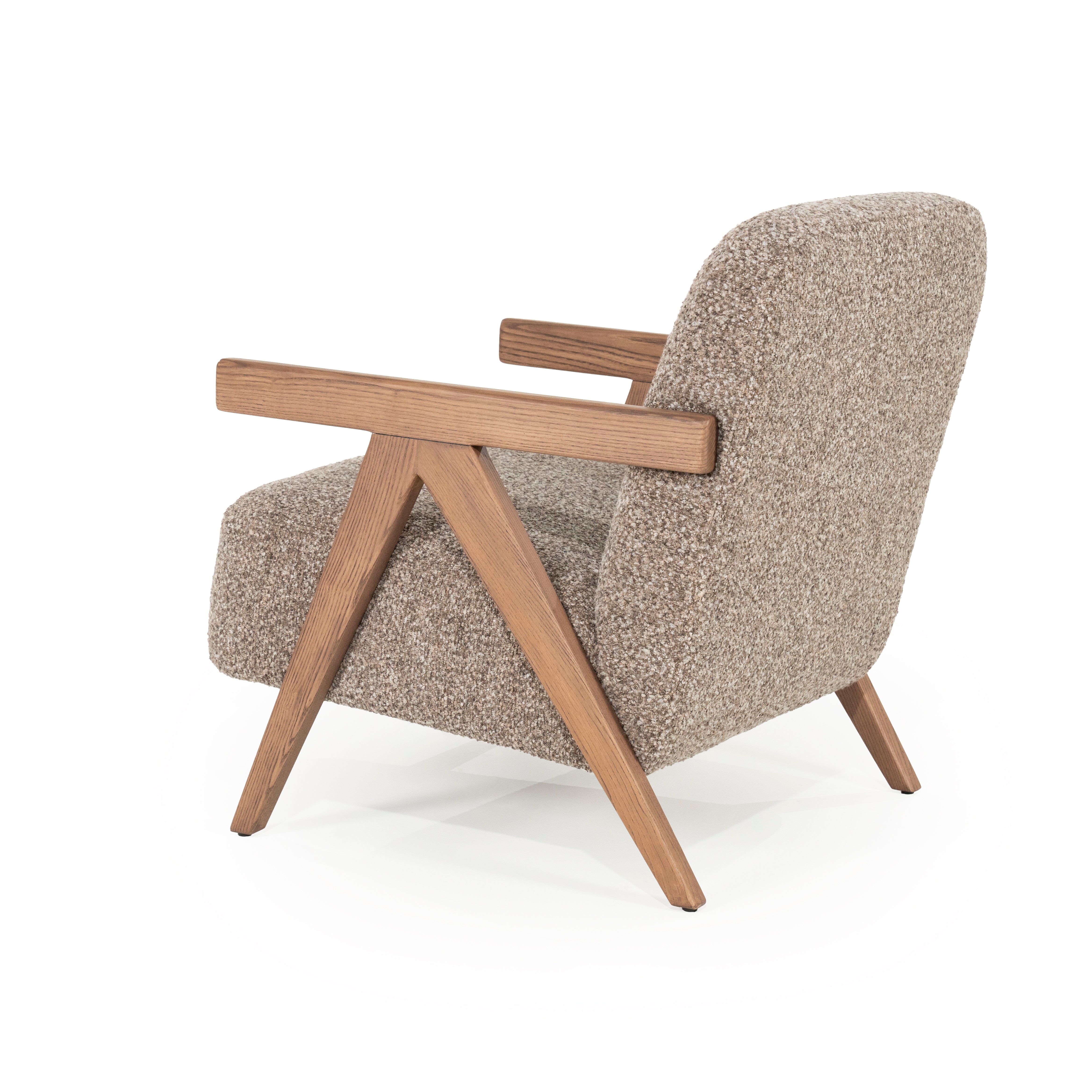Sessel FRANCIS dunkelbeige mit Holzgestell
