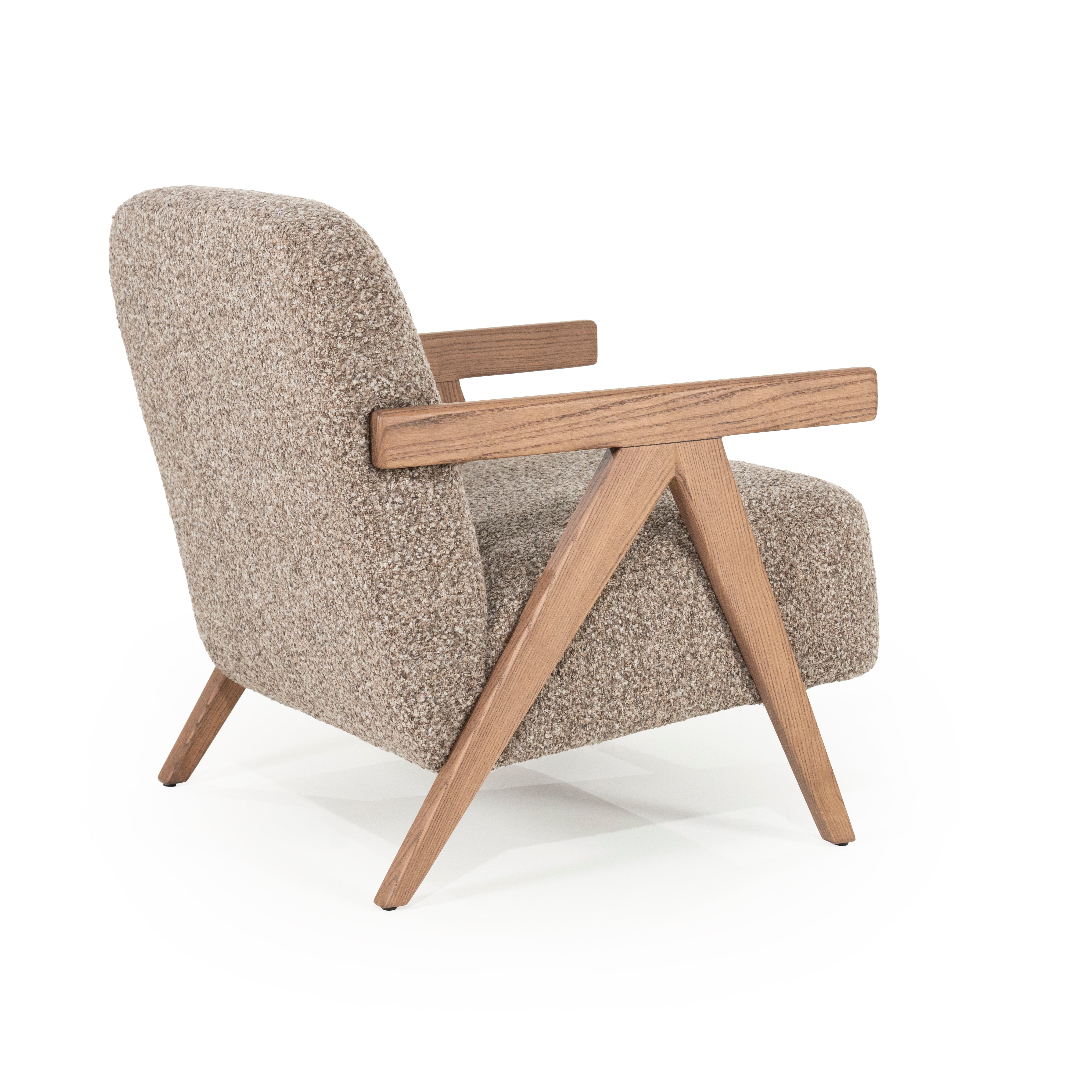 Sessel FRANCIS dunkelbeige mit Holzgestell