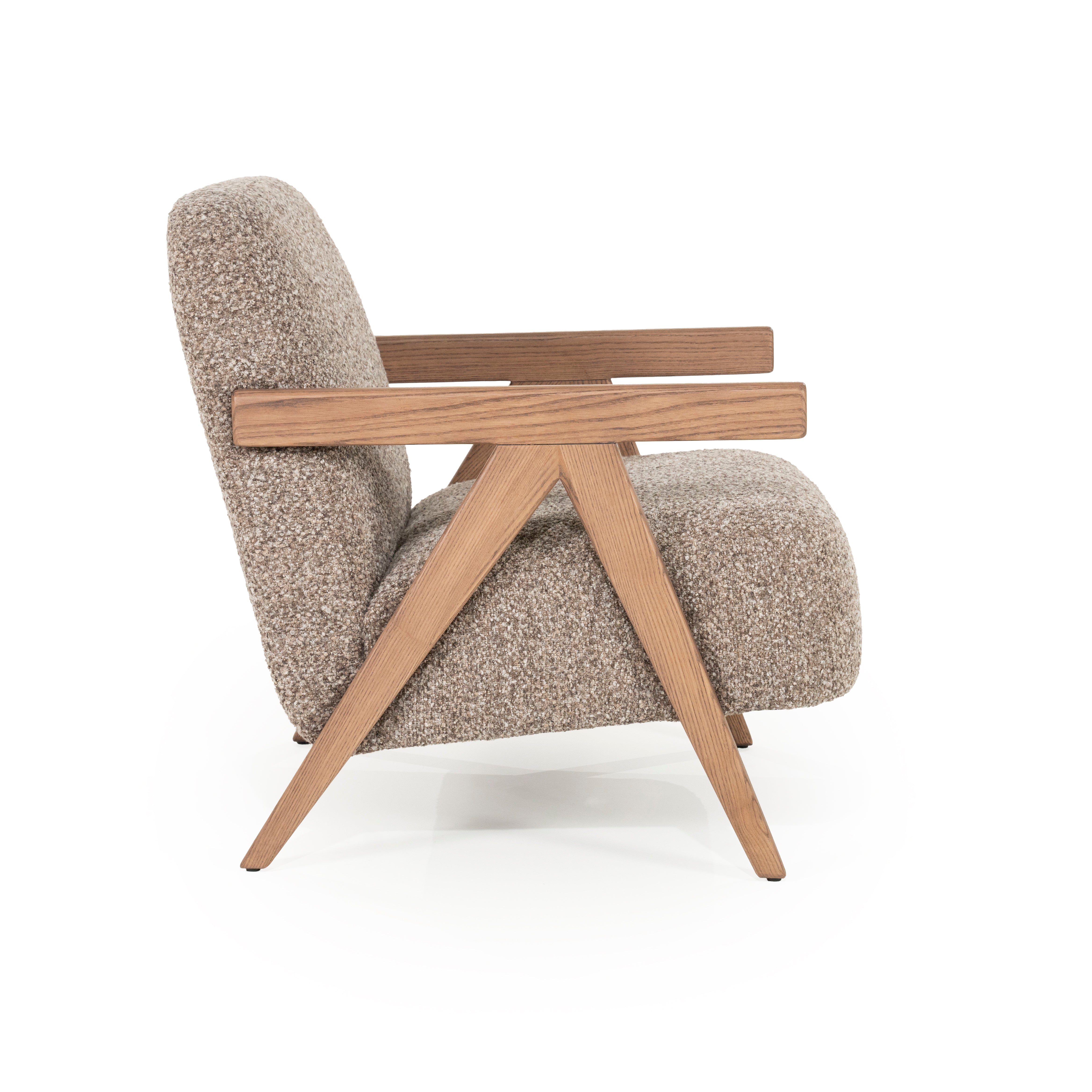 Sessel FRANCIS dunkelbeige mit Holzgestell