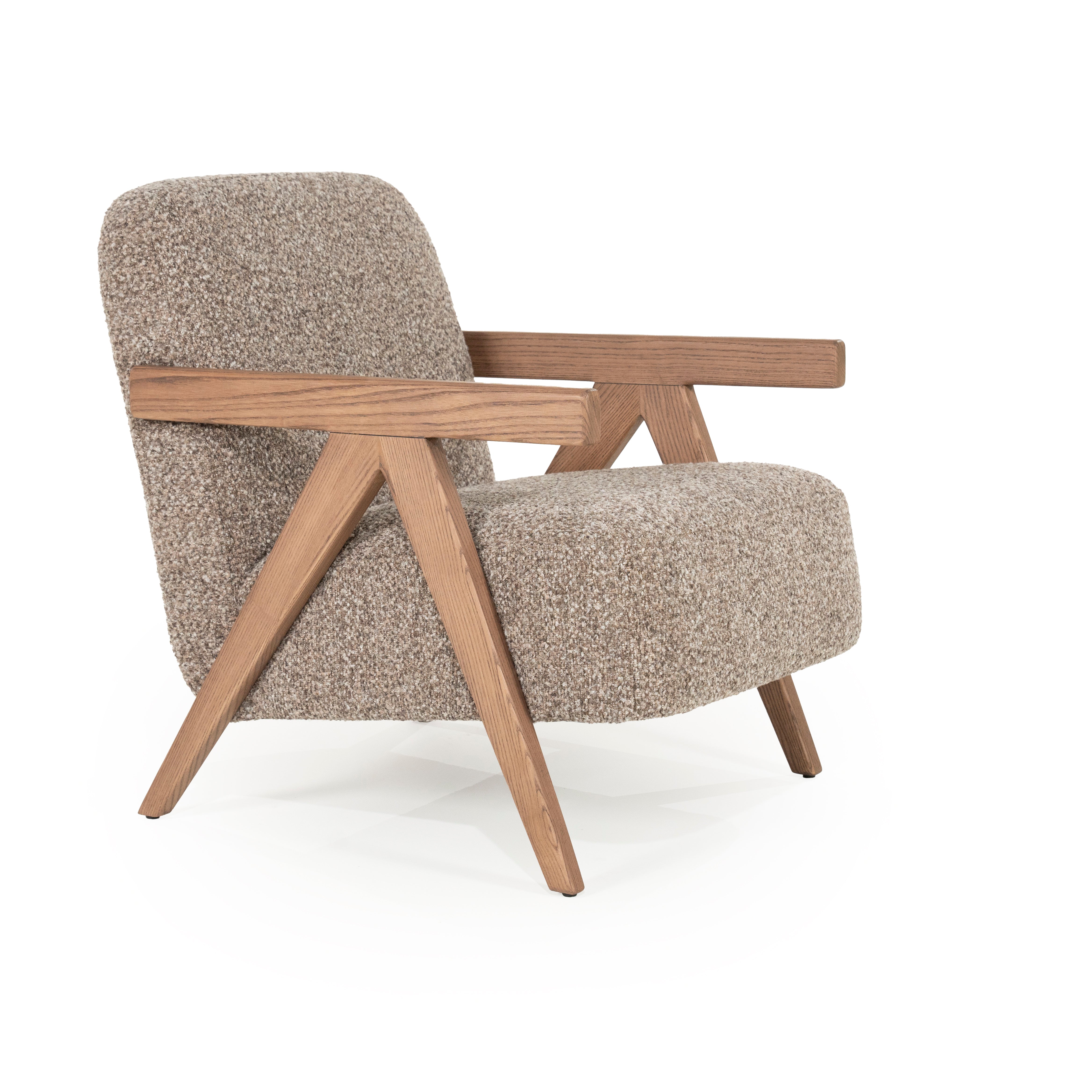 Sessel FRANCIS dunkelbeige mit Holzgestell