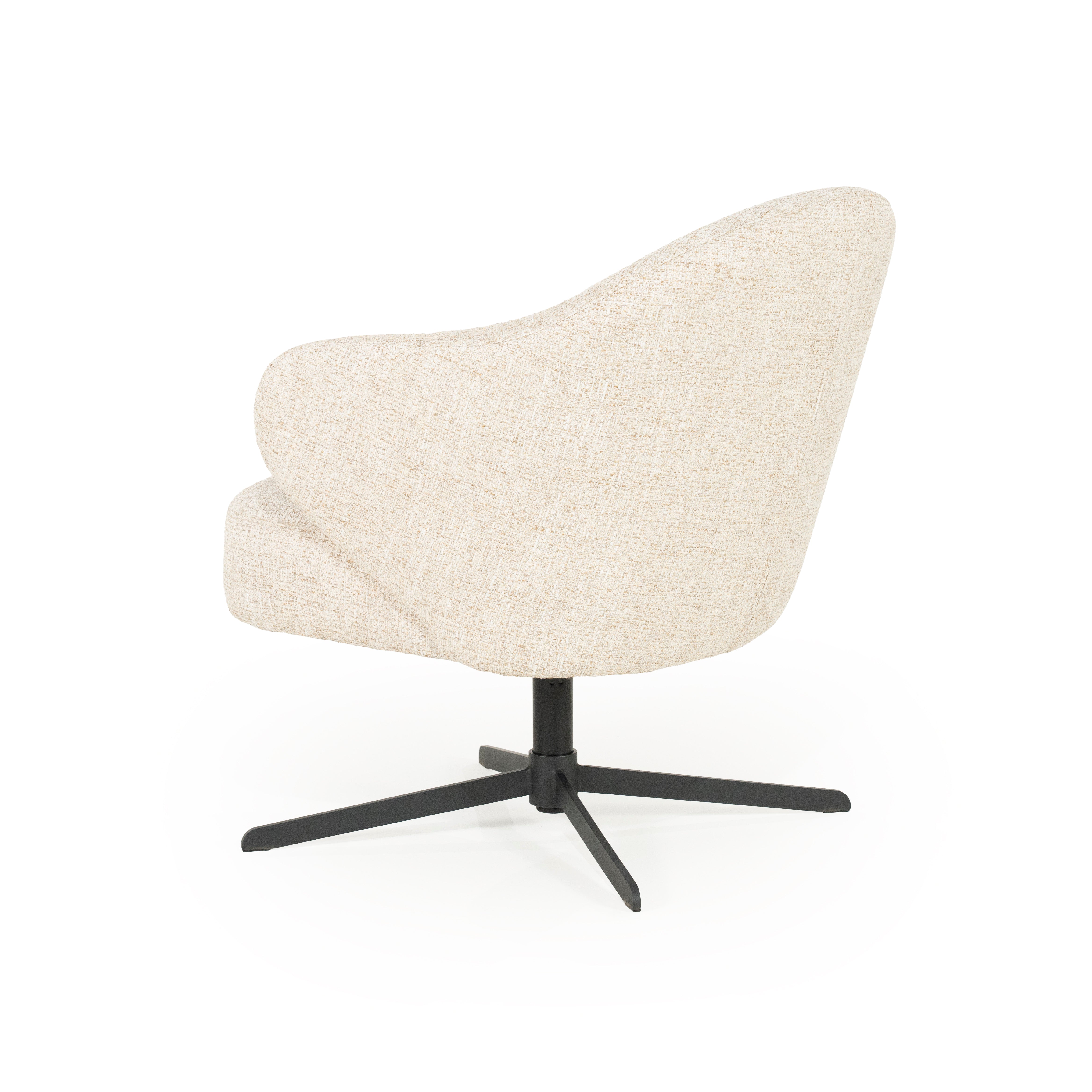 CONNOR light beige swivel armchair with black base