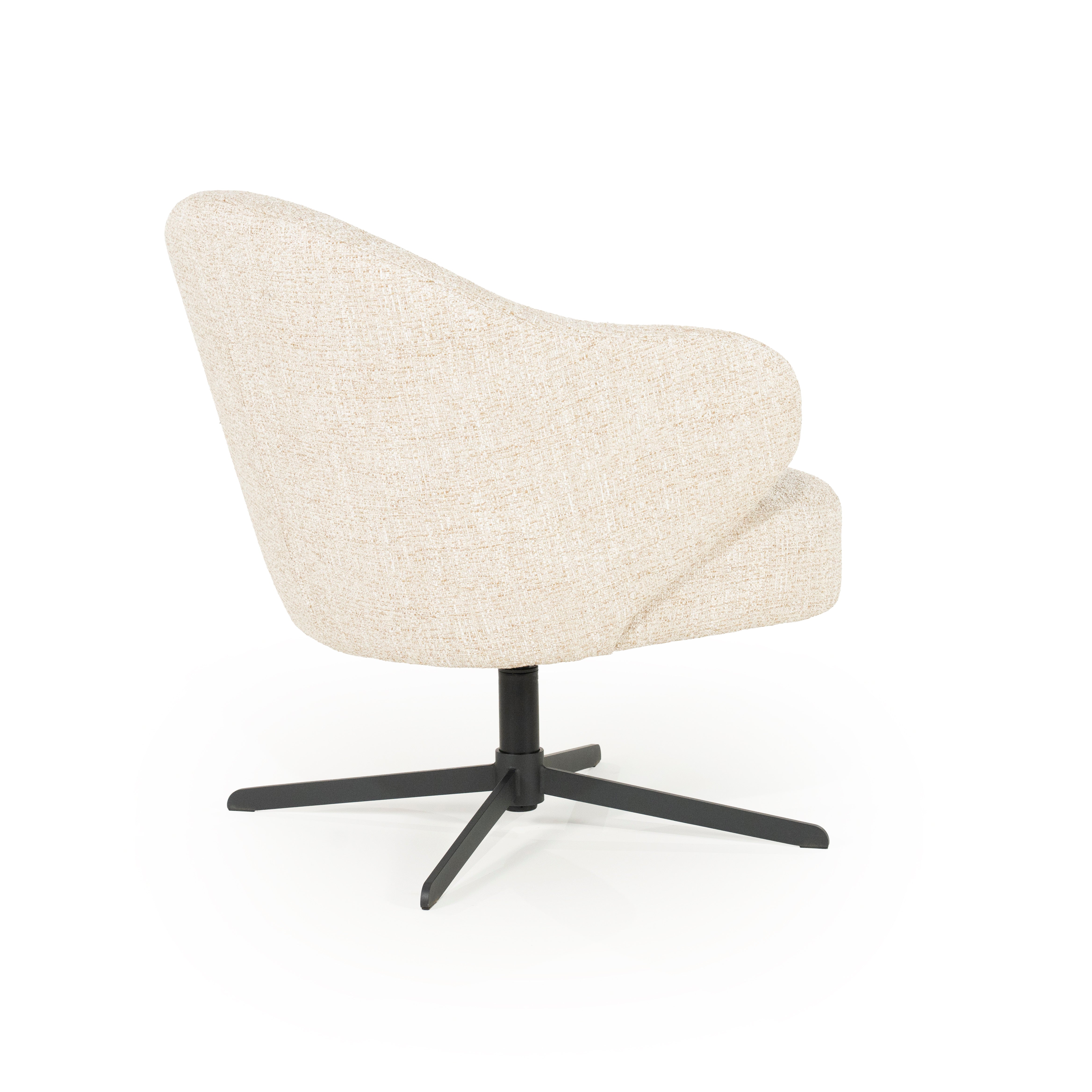 CONNOR light beige swivel armchair with black base