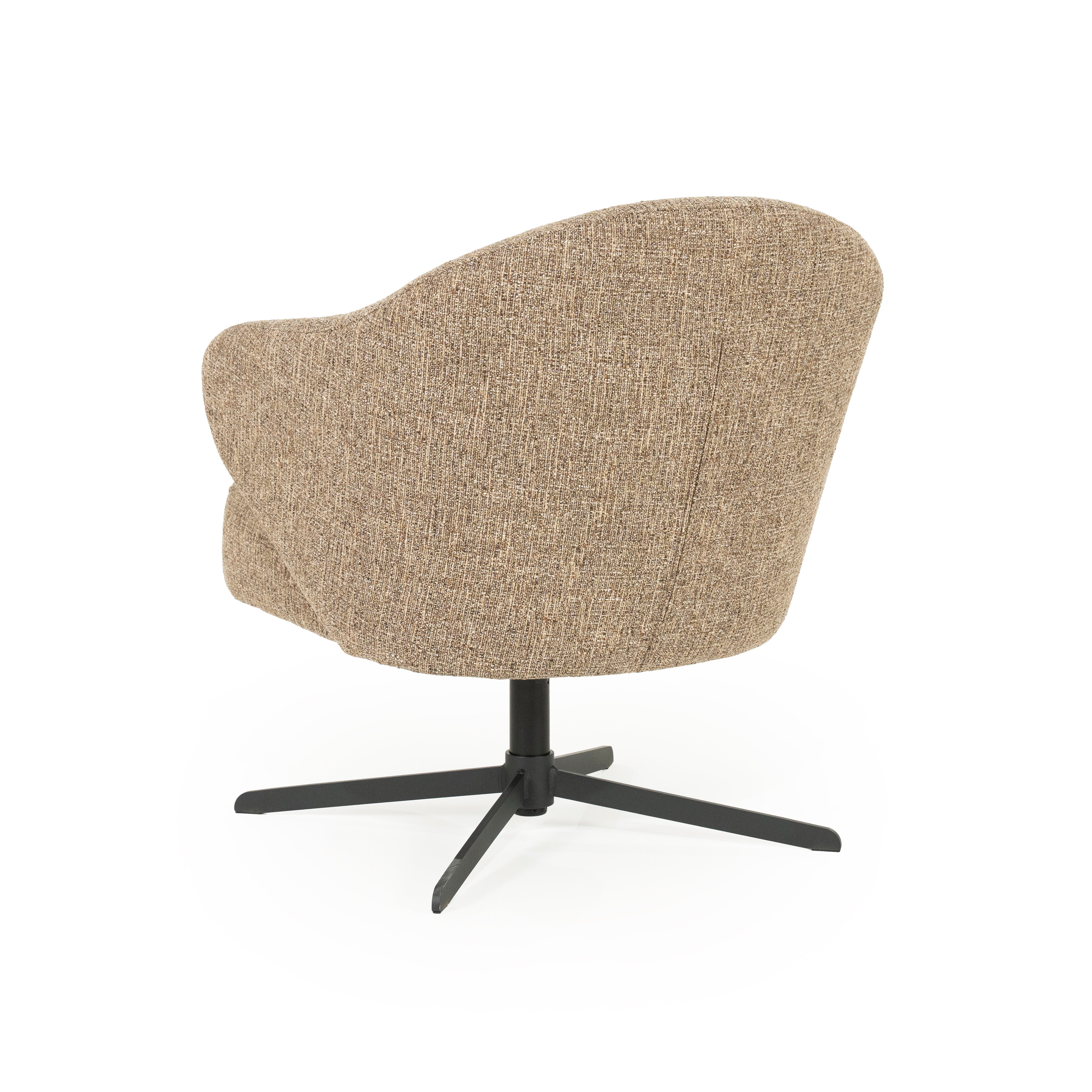 CONNOR brown swivel armchair with black base