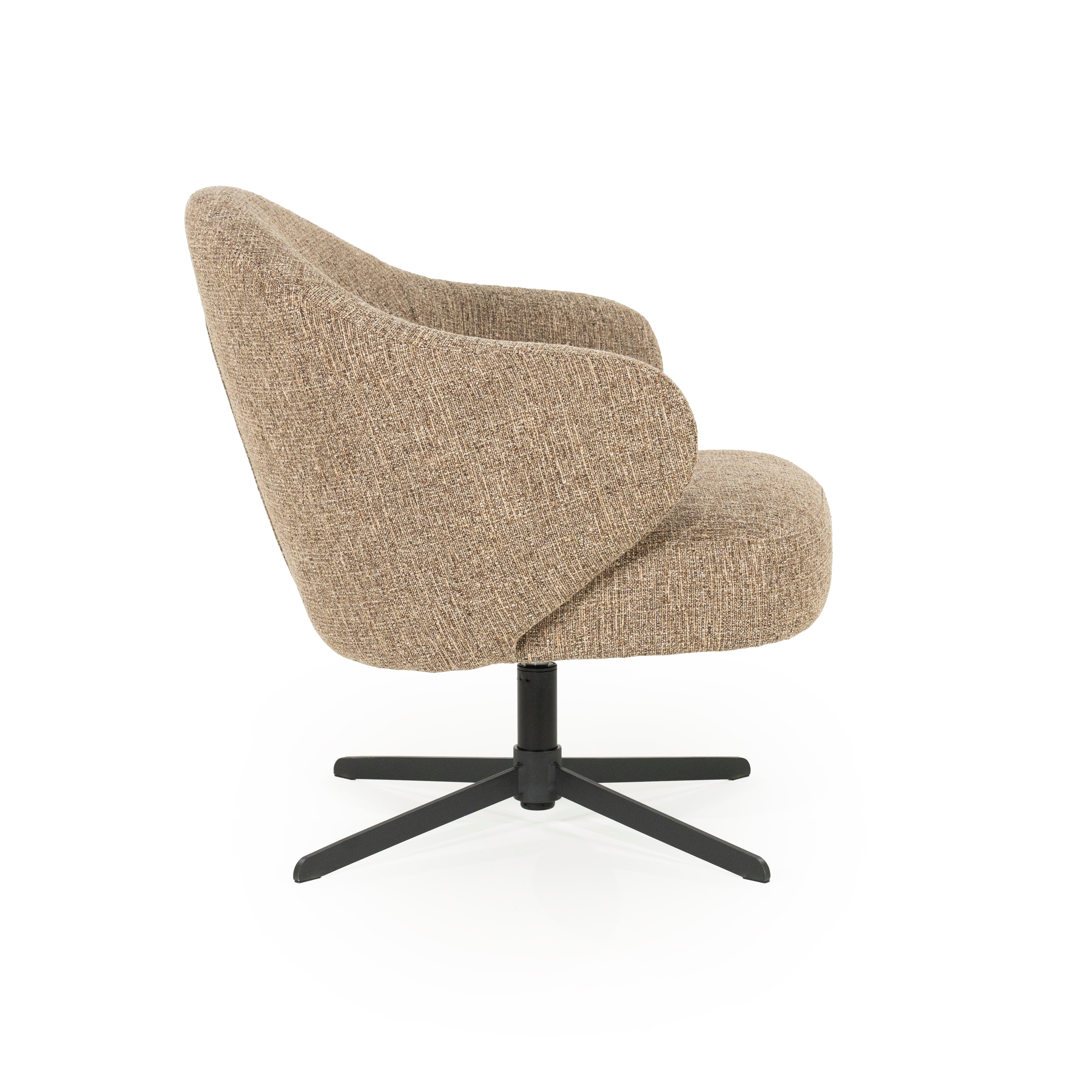 CONNOR brown swivel armchair with black base