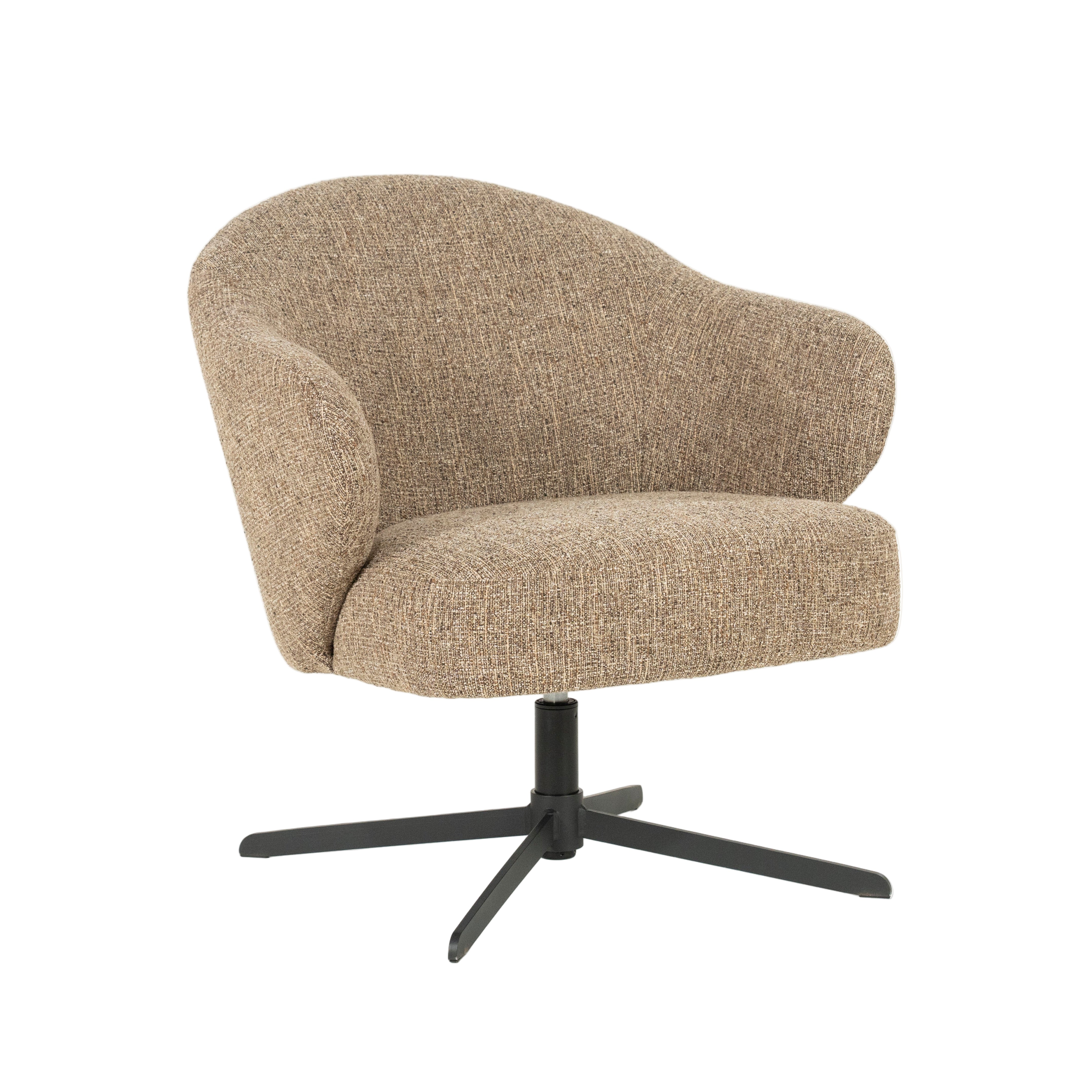 CONNOR brown swivel armchair with black base