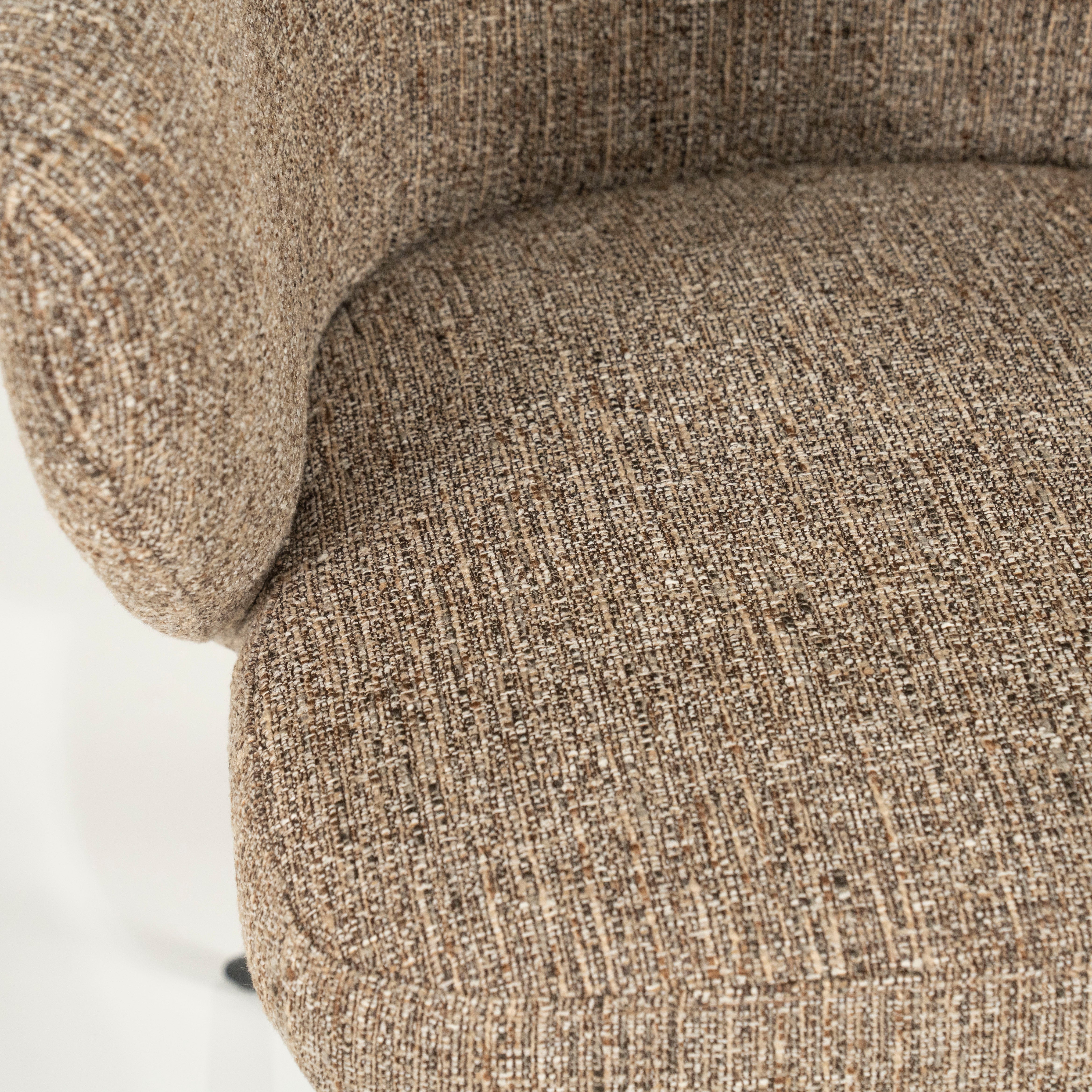 CONNOR brown swivel armchair with black base