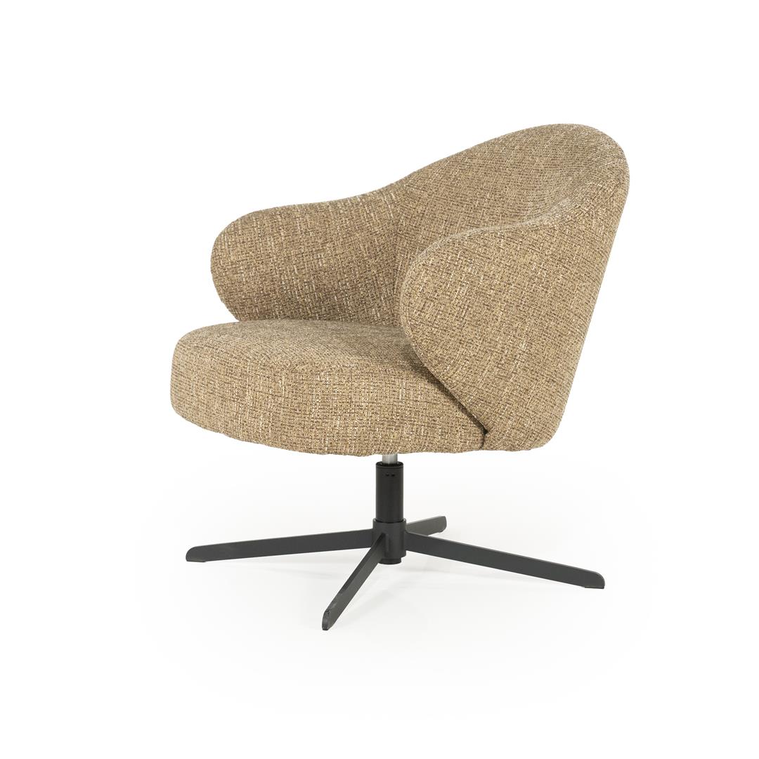 CONNOR swivel armchair mustard brown with black base