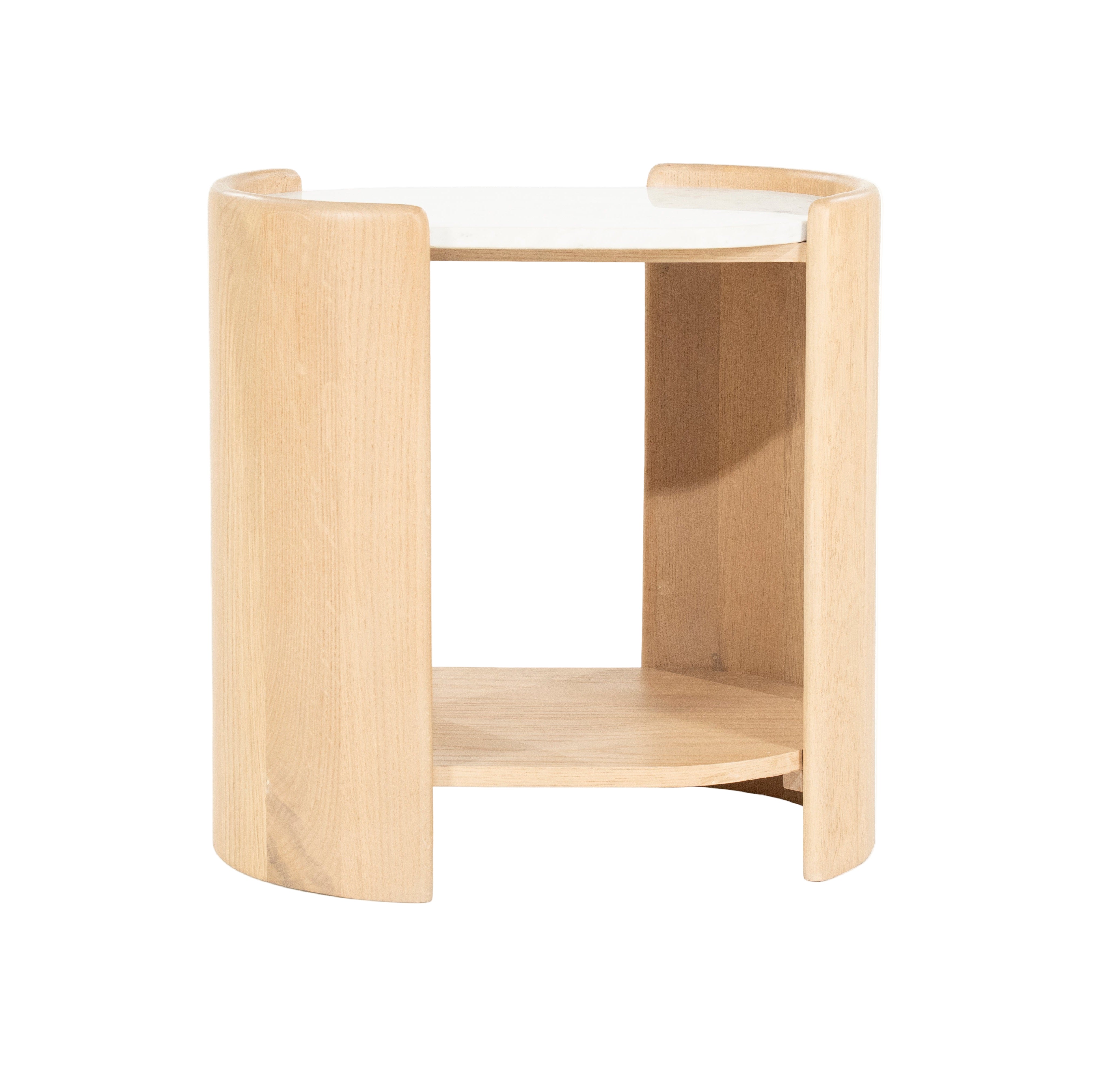 DON side table made of oak wood with a marble top