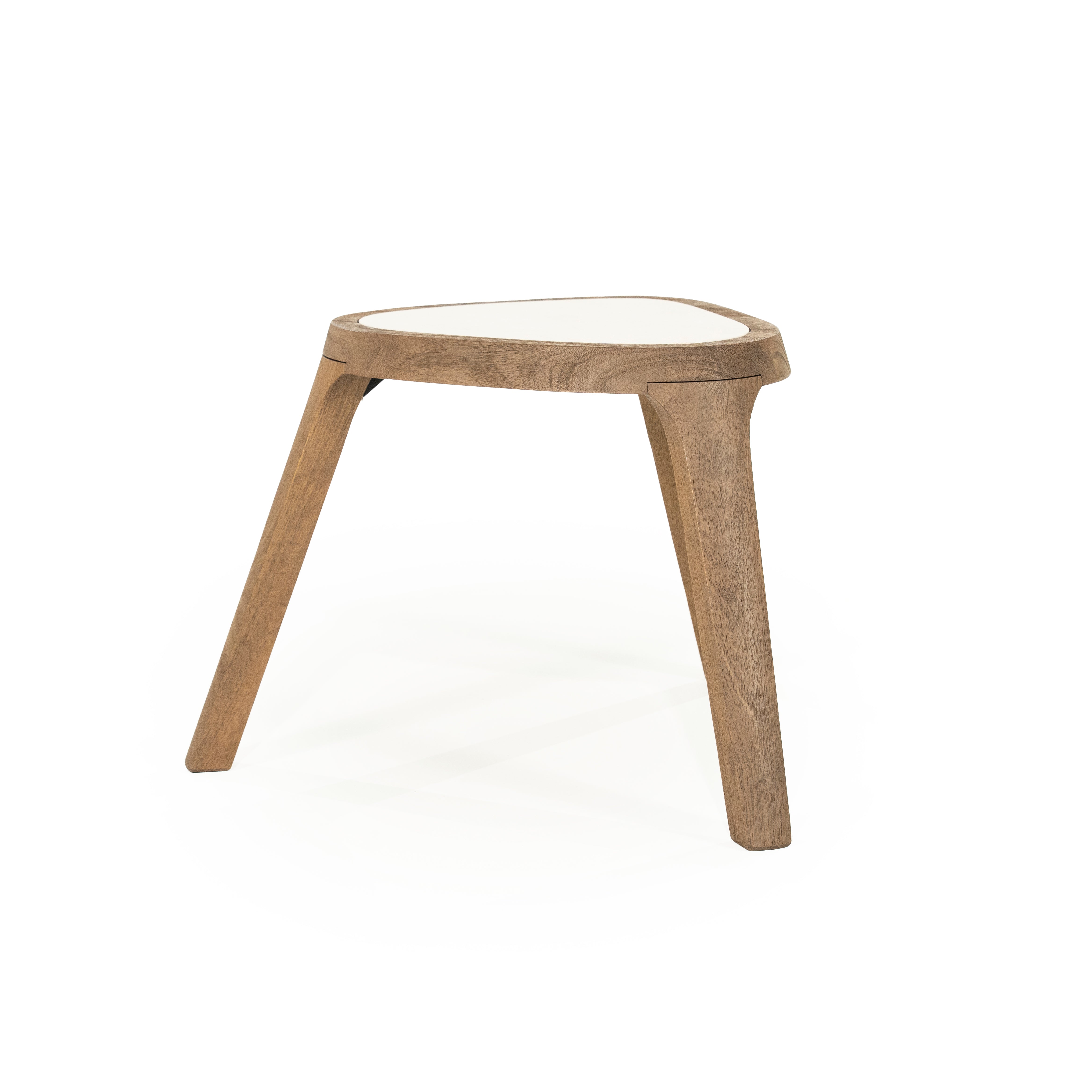 Zijtafel FRED crème marmer met houten basis