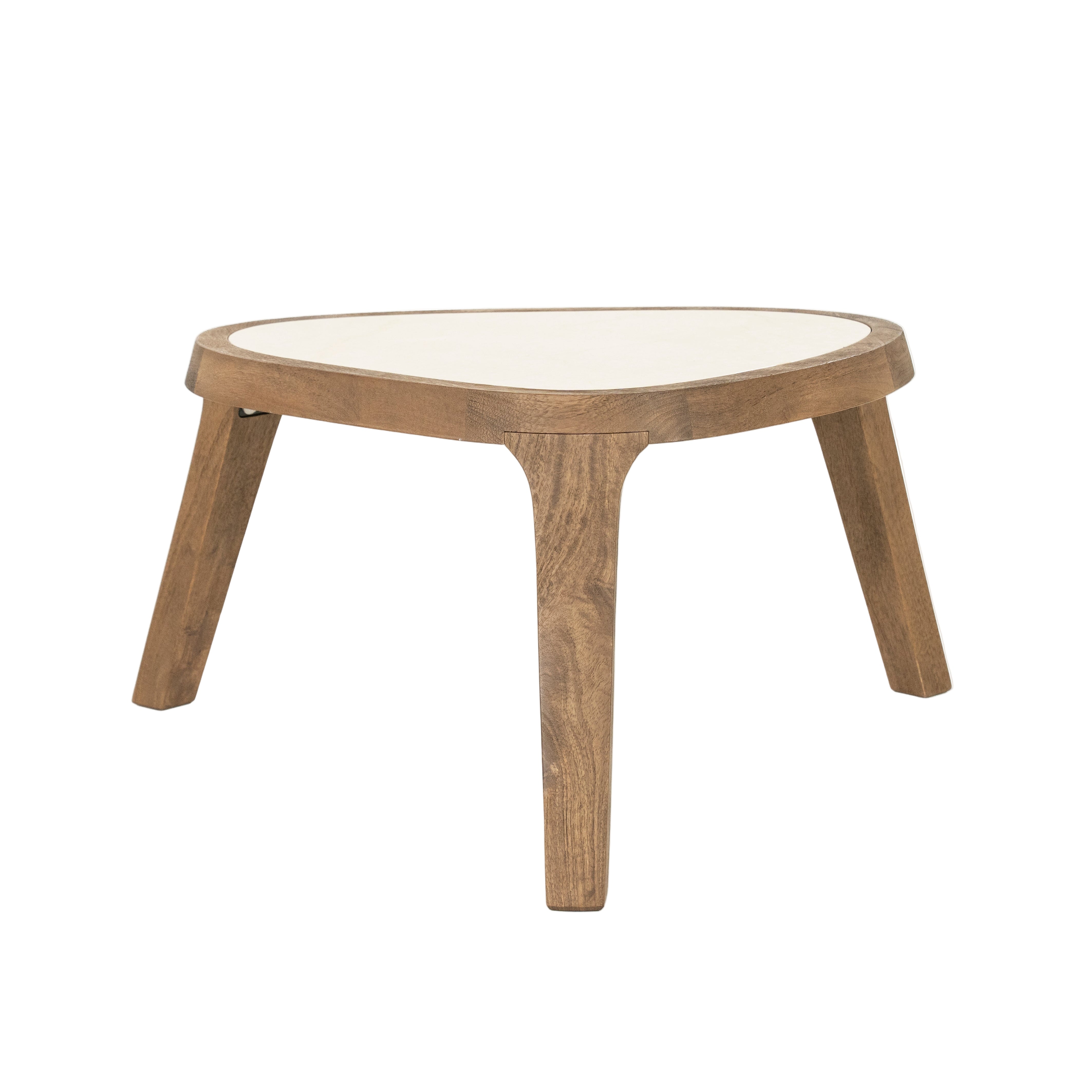 Koffietafel FRED crème marmer met houten basis