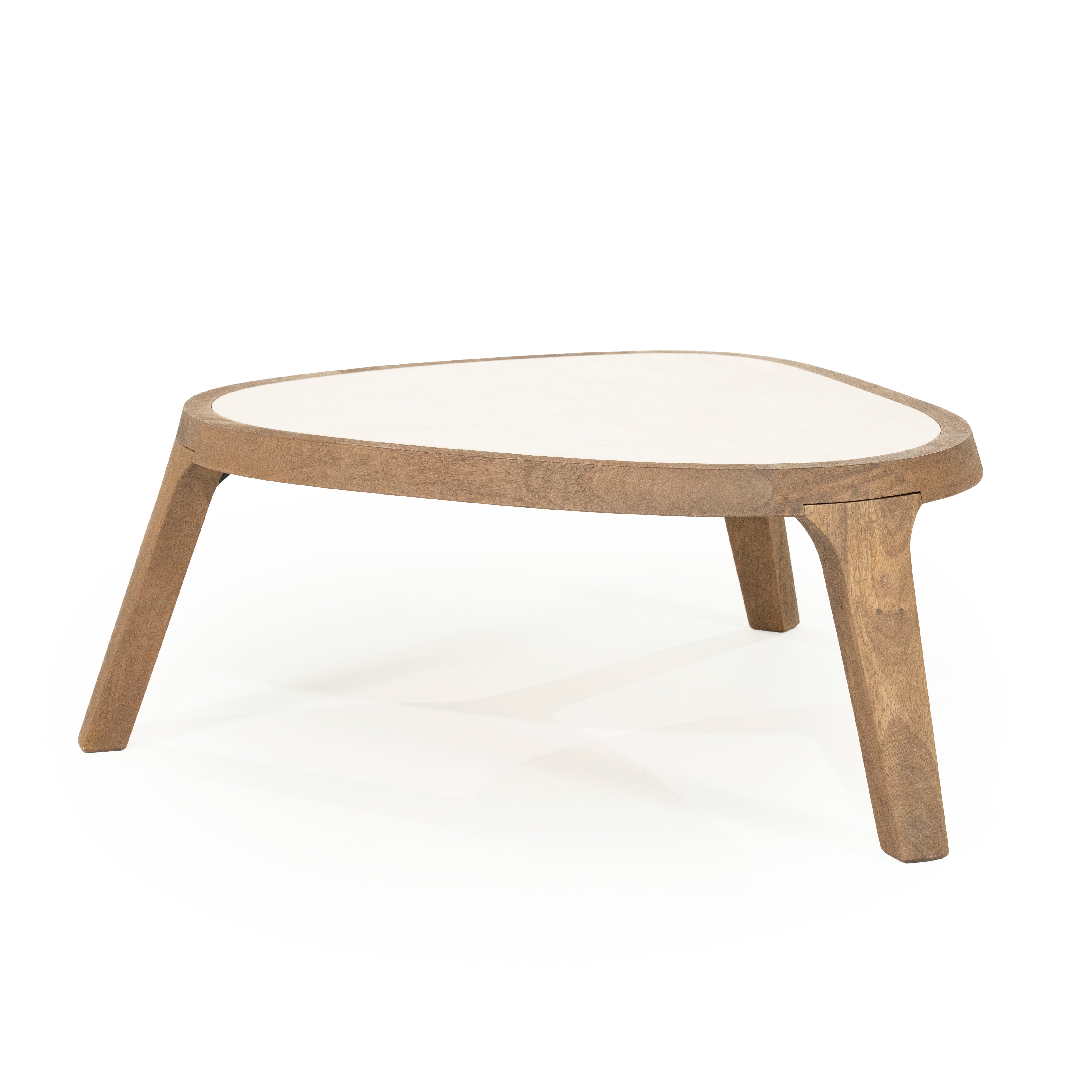 Koffietafel FRED crème marmer met houten basis