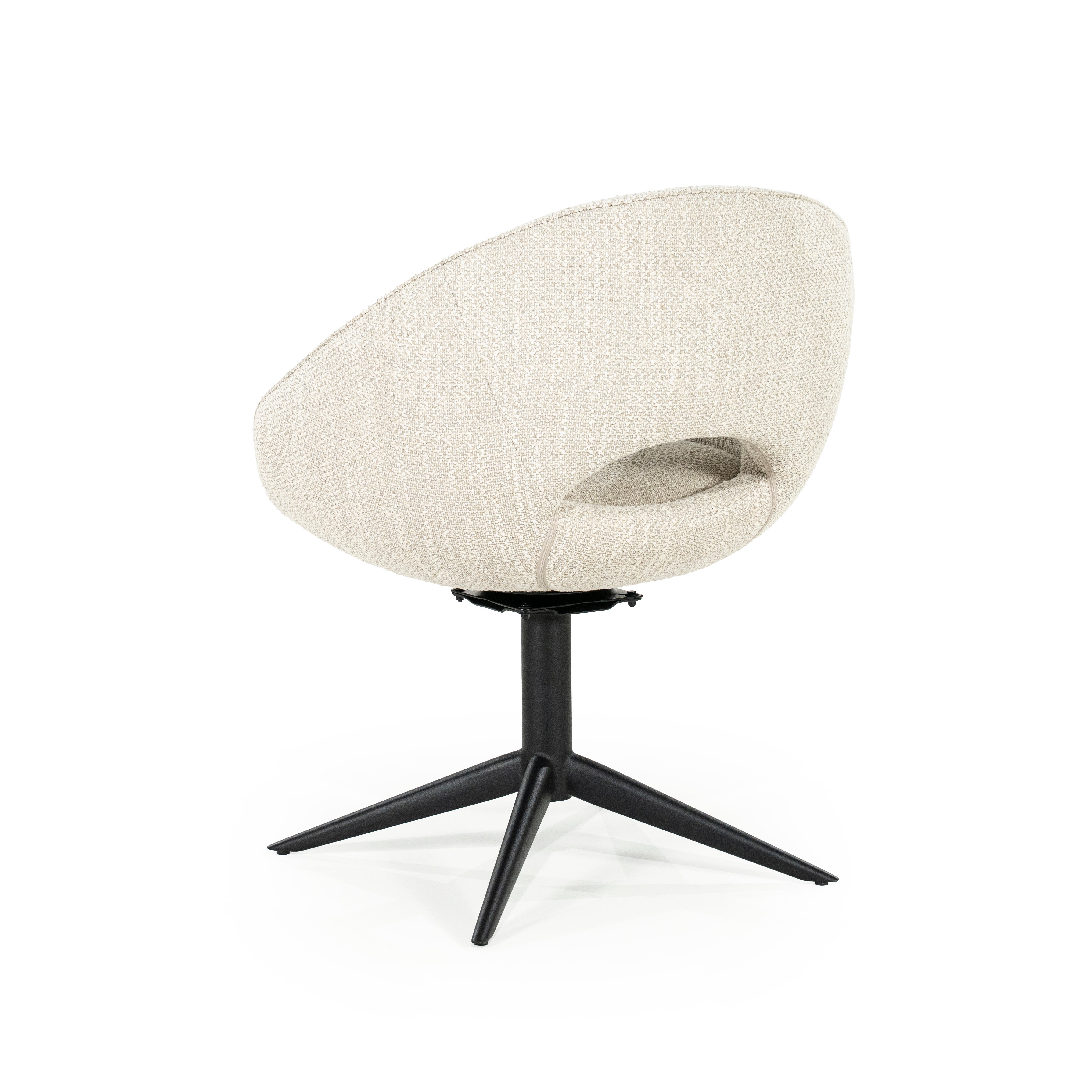 NOL Beige Swivel Chair with Black Base