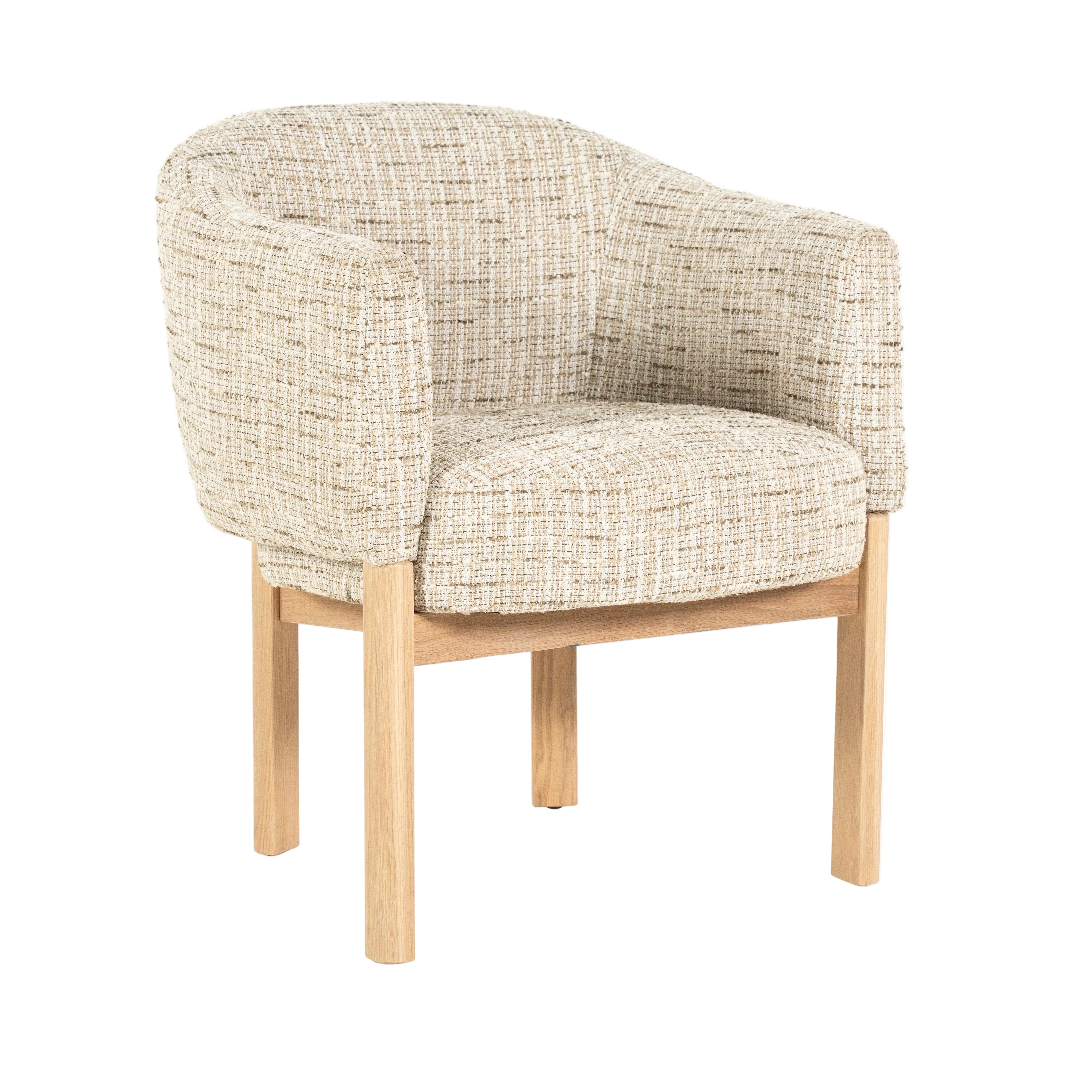 Beige MICHA fauteuil met eiken basis