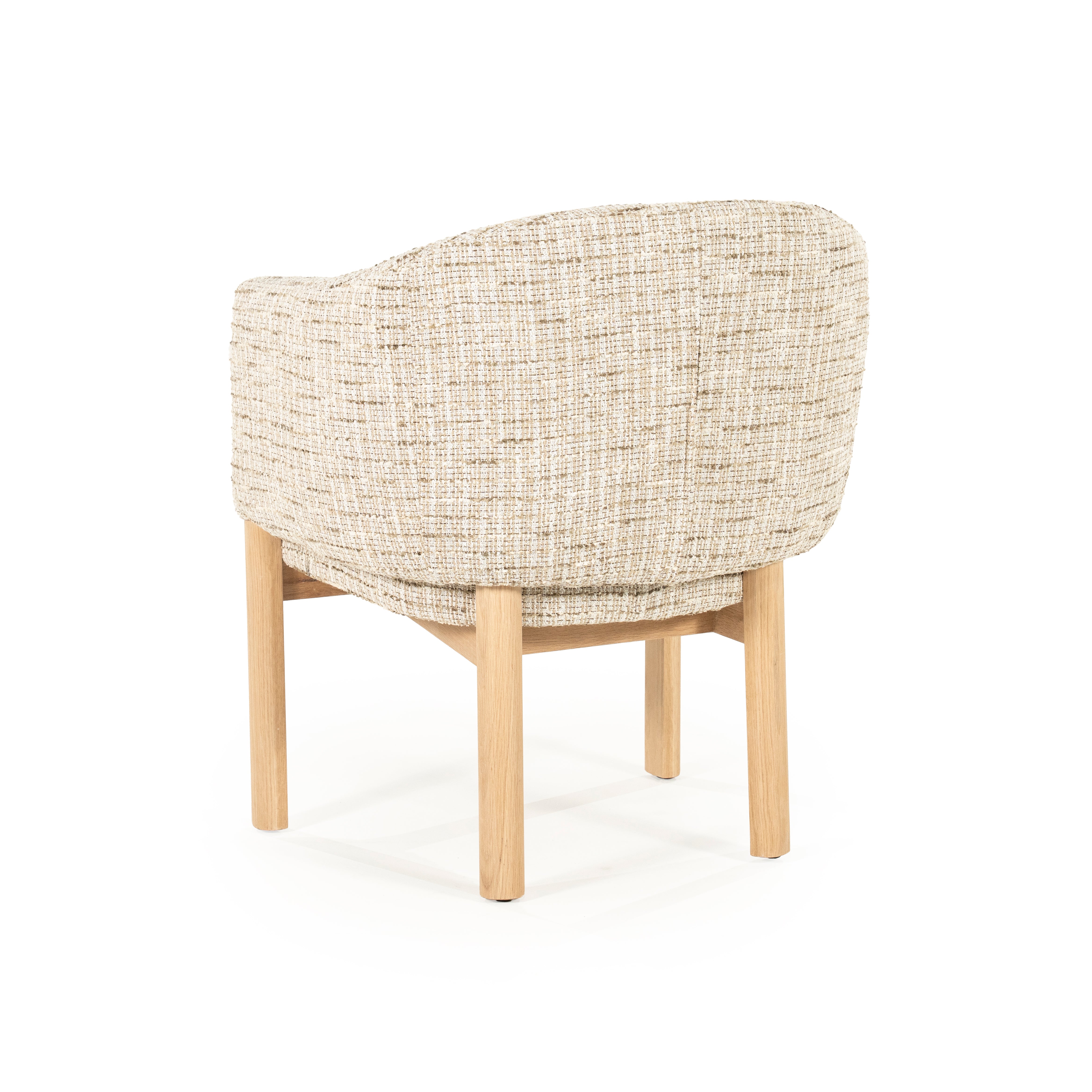 Beige MICHA fauteuil met eiken basis
