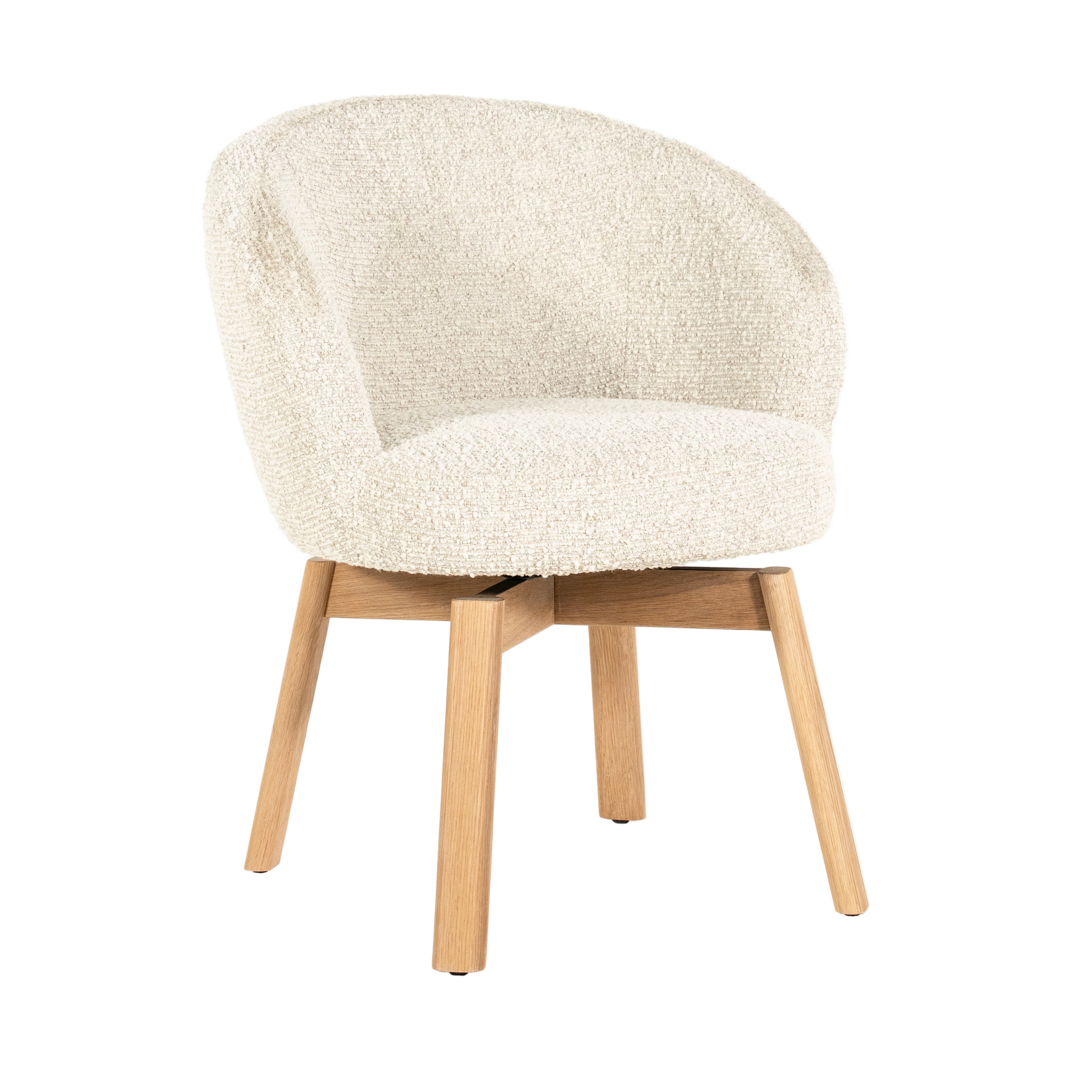 Drehstuhl LIVIA creme mit Holzfuß
