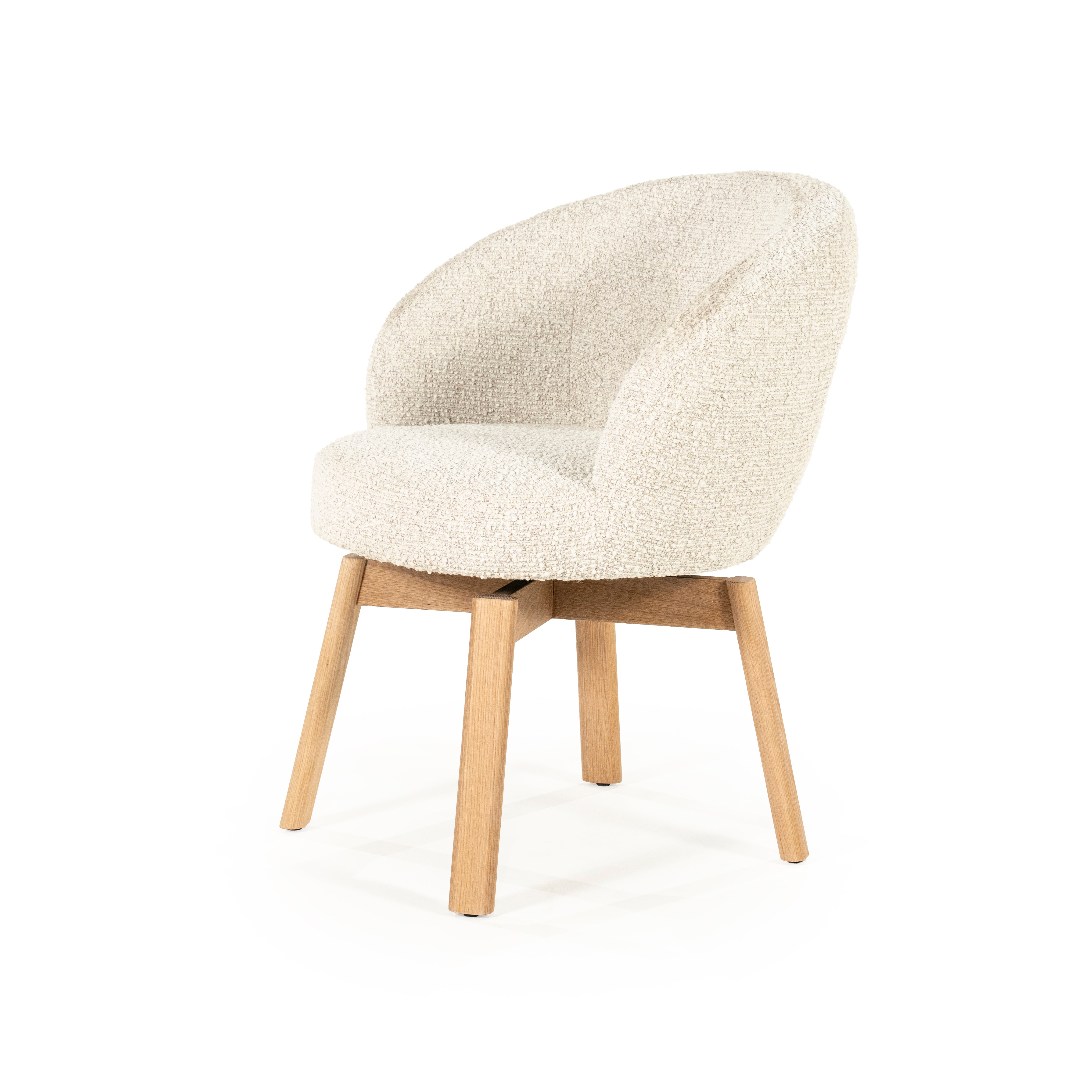 Drehstuhl LIVIA creme mit Holzfuß