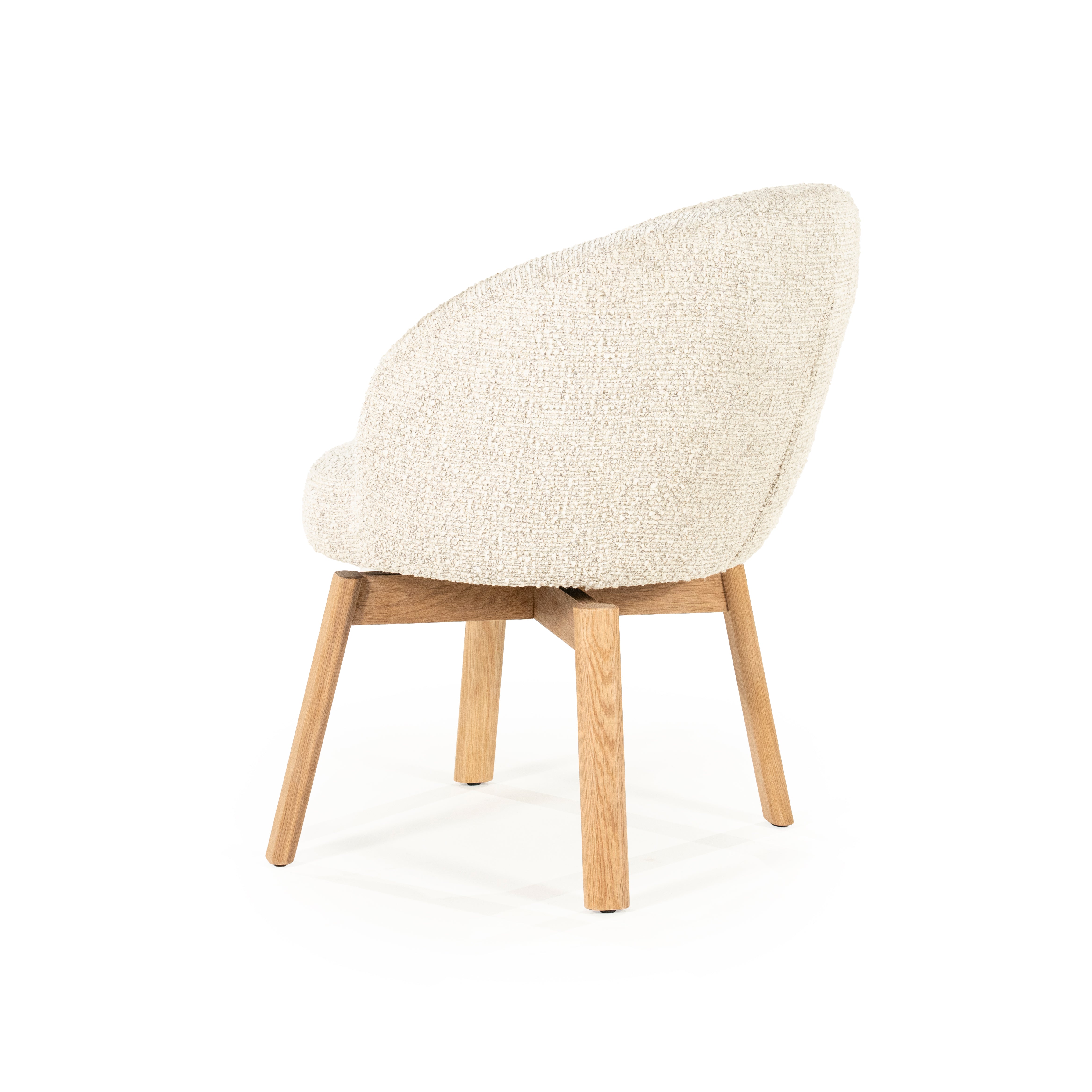 Drehstuhl LIVIA creme mit Holzfuß