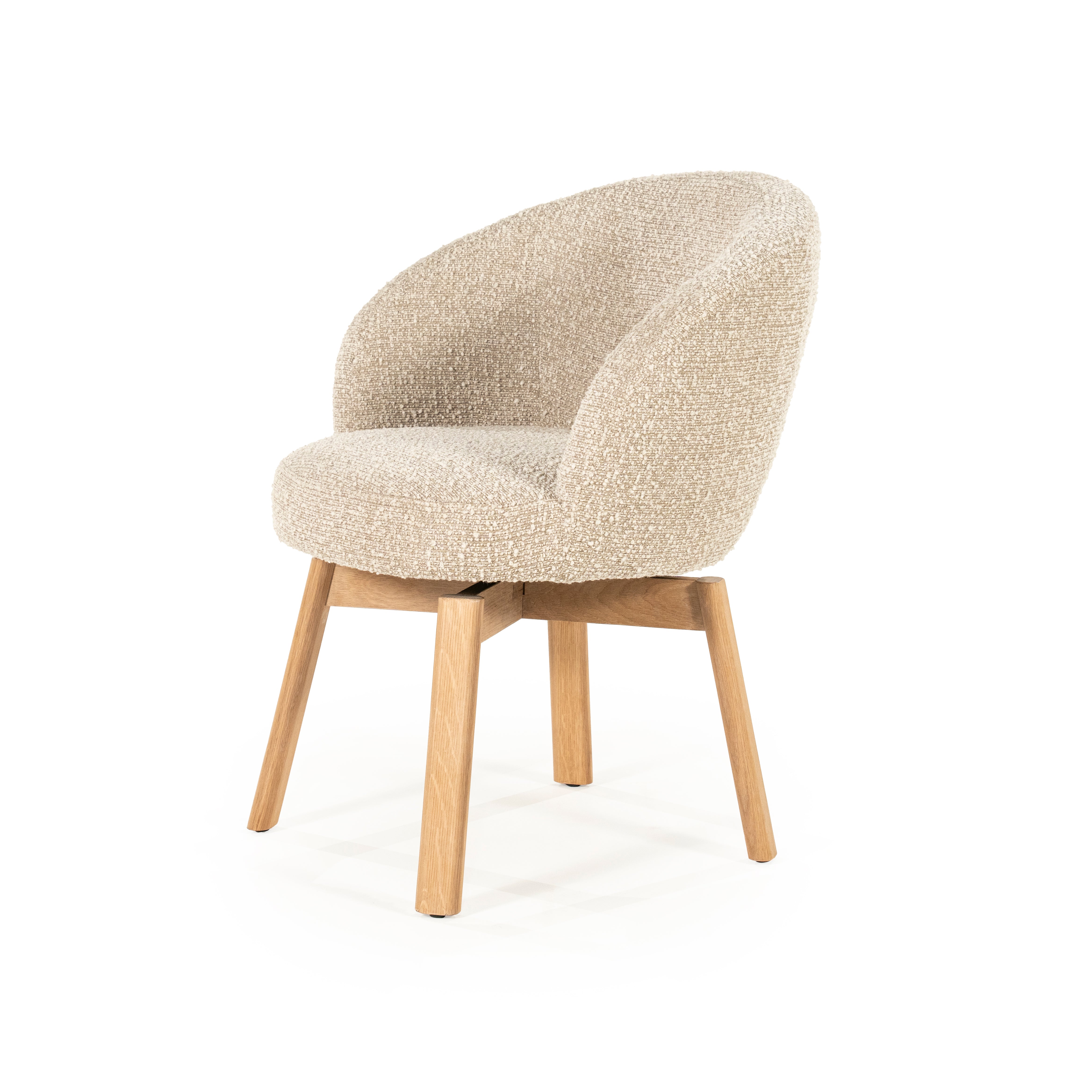 LIVIA swivel chair beige with wooden base