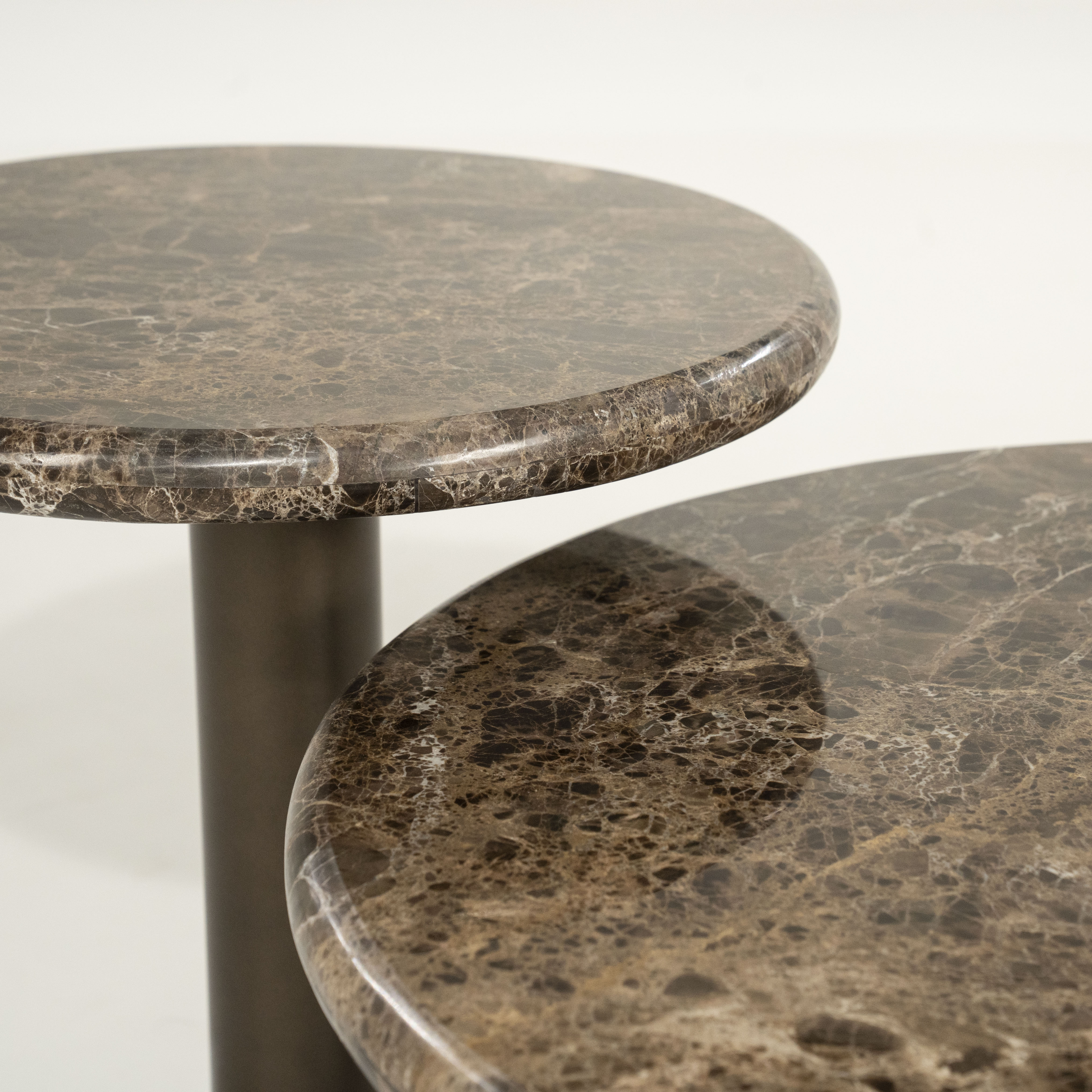 LUIGI coffee table brown marble with metal base
