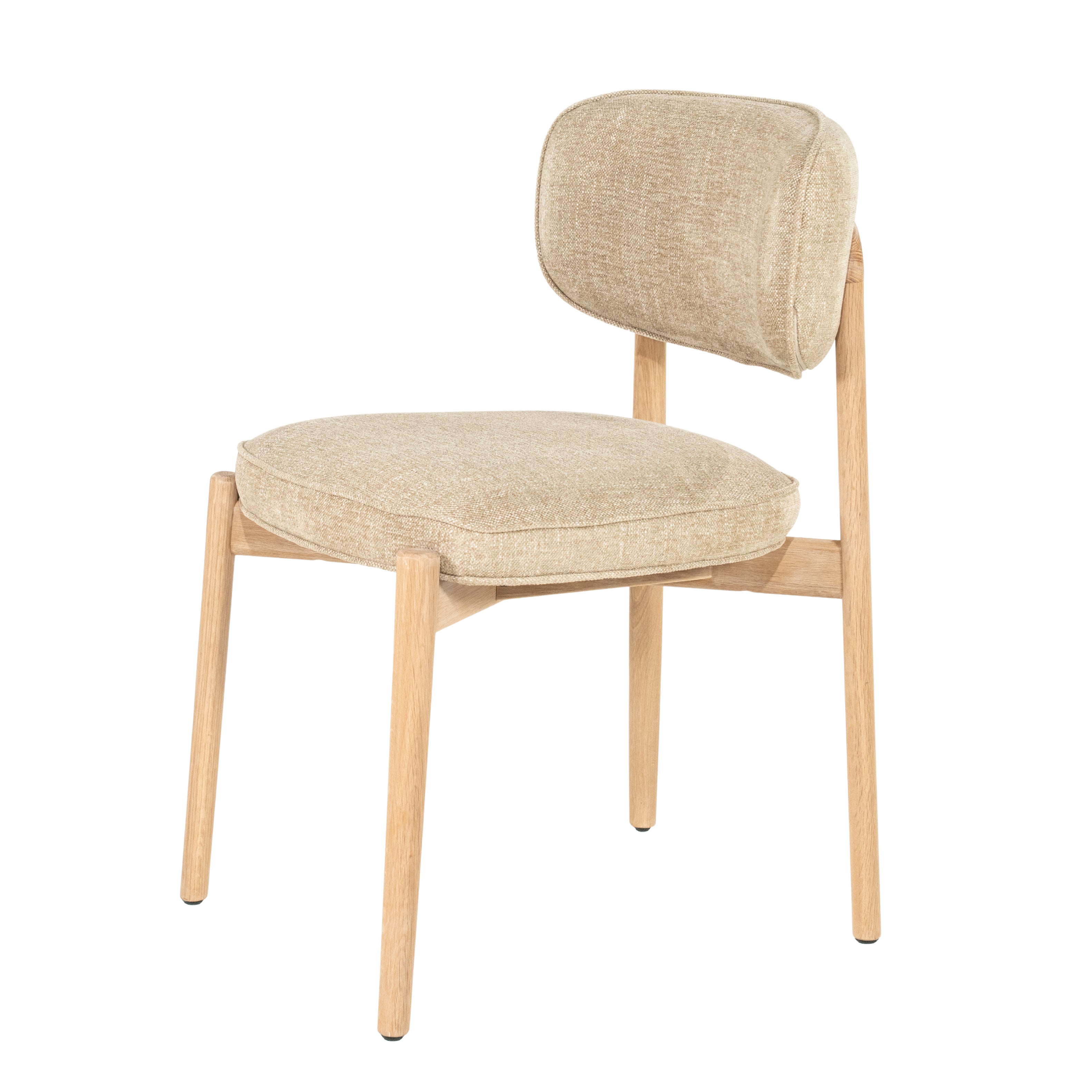 Beige RUNE stoel met een lichte eiken basis