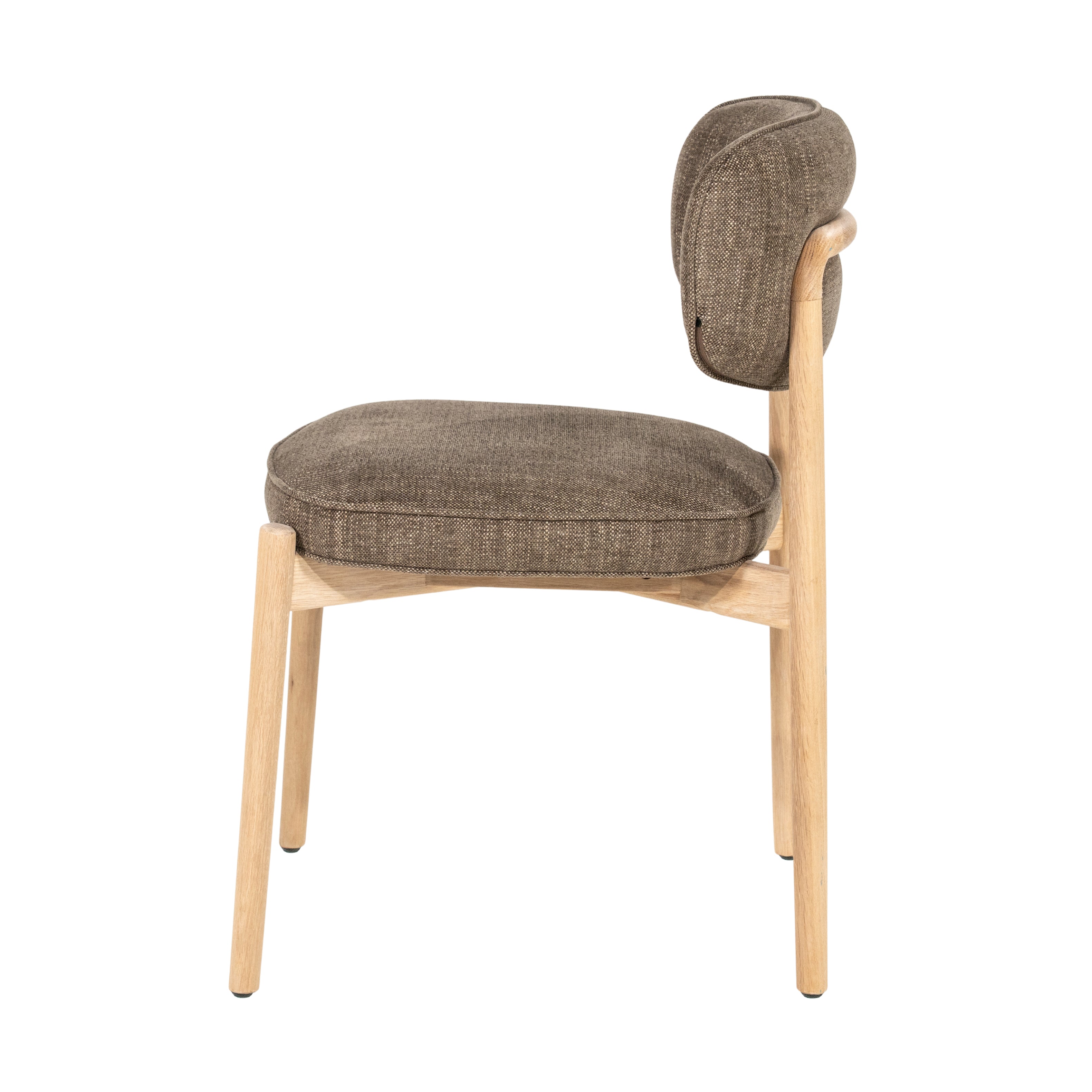 RUNE Chair in brown with a light oak base