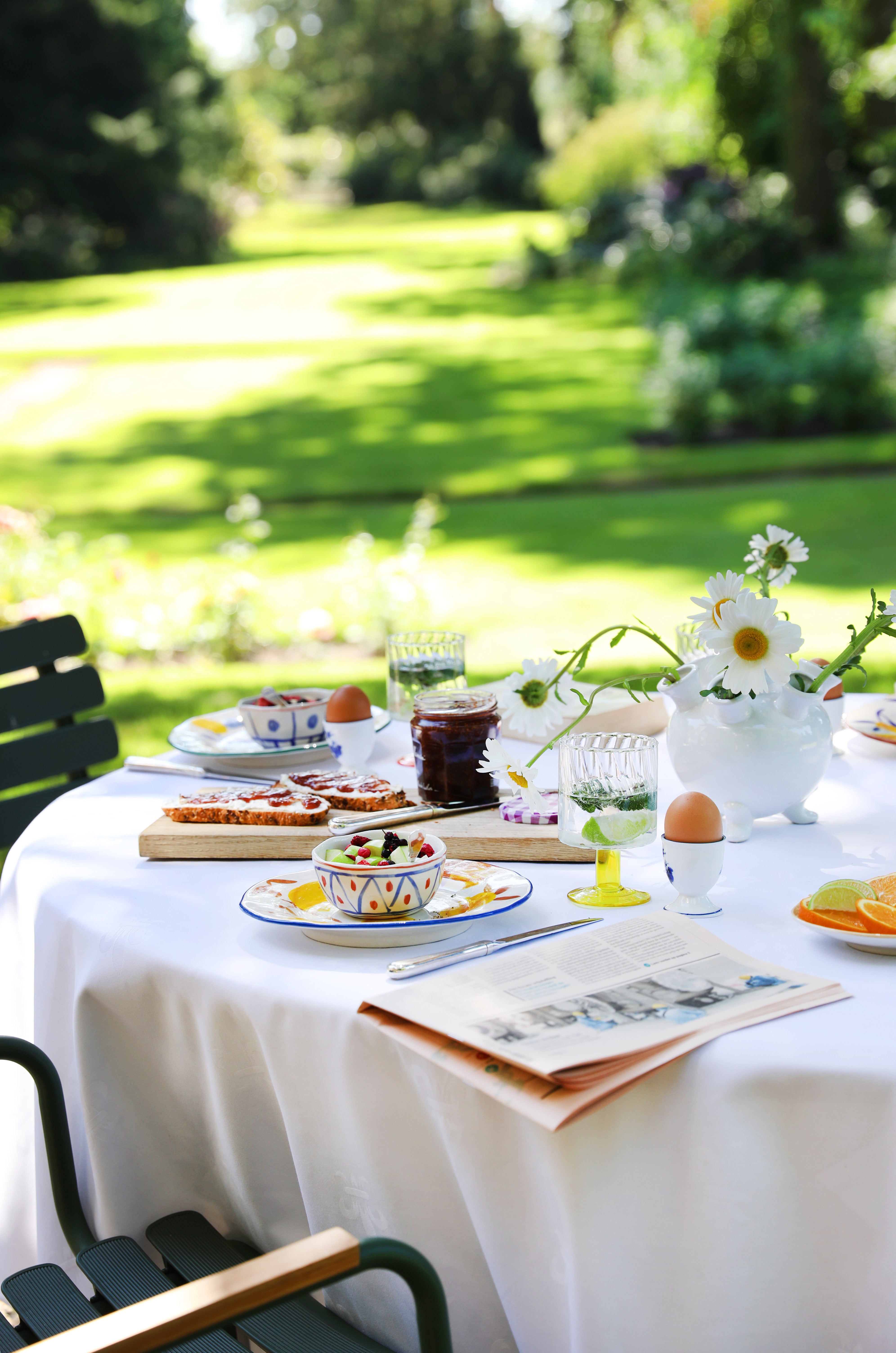 Set van kommen LEMON MAROKKAANS wit met blauw en oranje