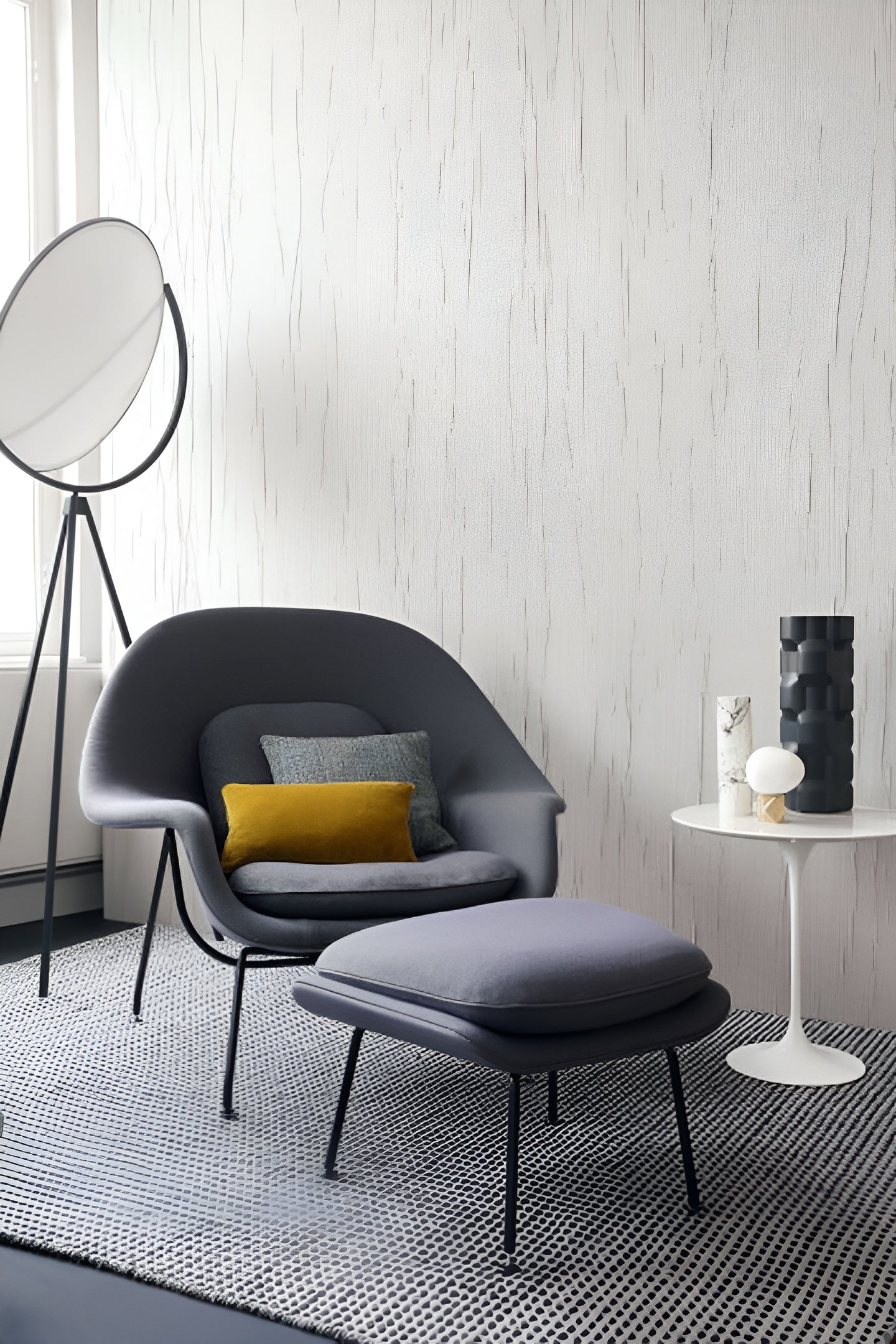 Structuurtextielbehang geplooid LINON - FLAX BLANC gebroken wit