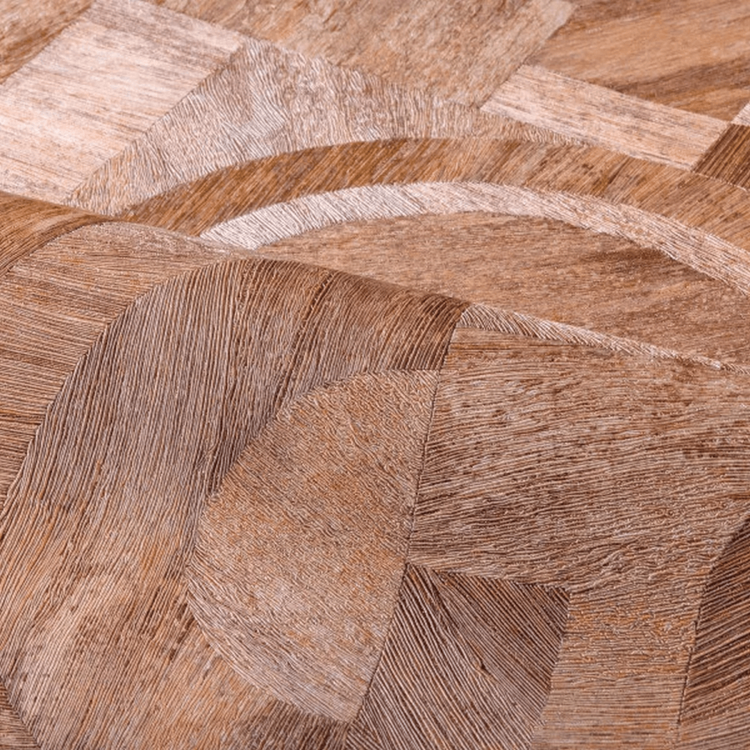 Geometric Wood-Effect Textured Wallpaper with Mosaic Pattern INTARSIA - TERRE DE SIENNE Copper