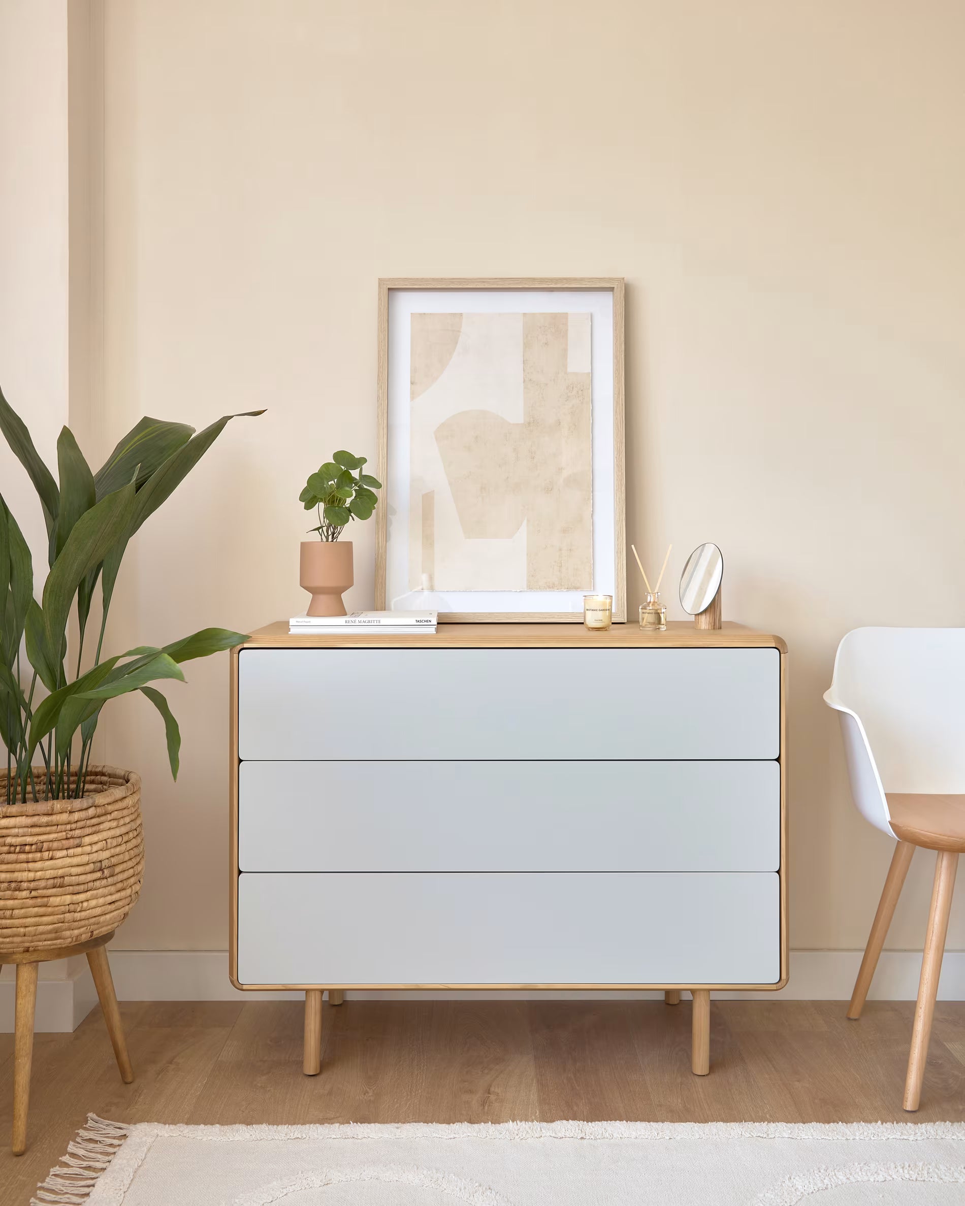 ANIELLE Light Gray Drawer Chest with Wood