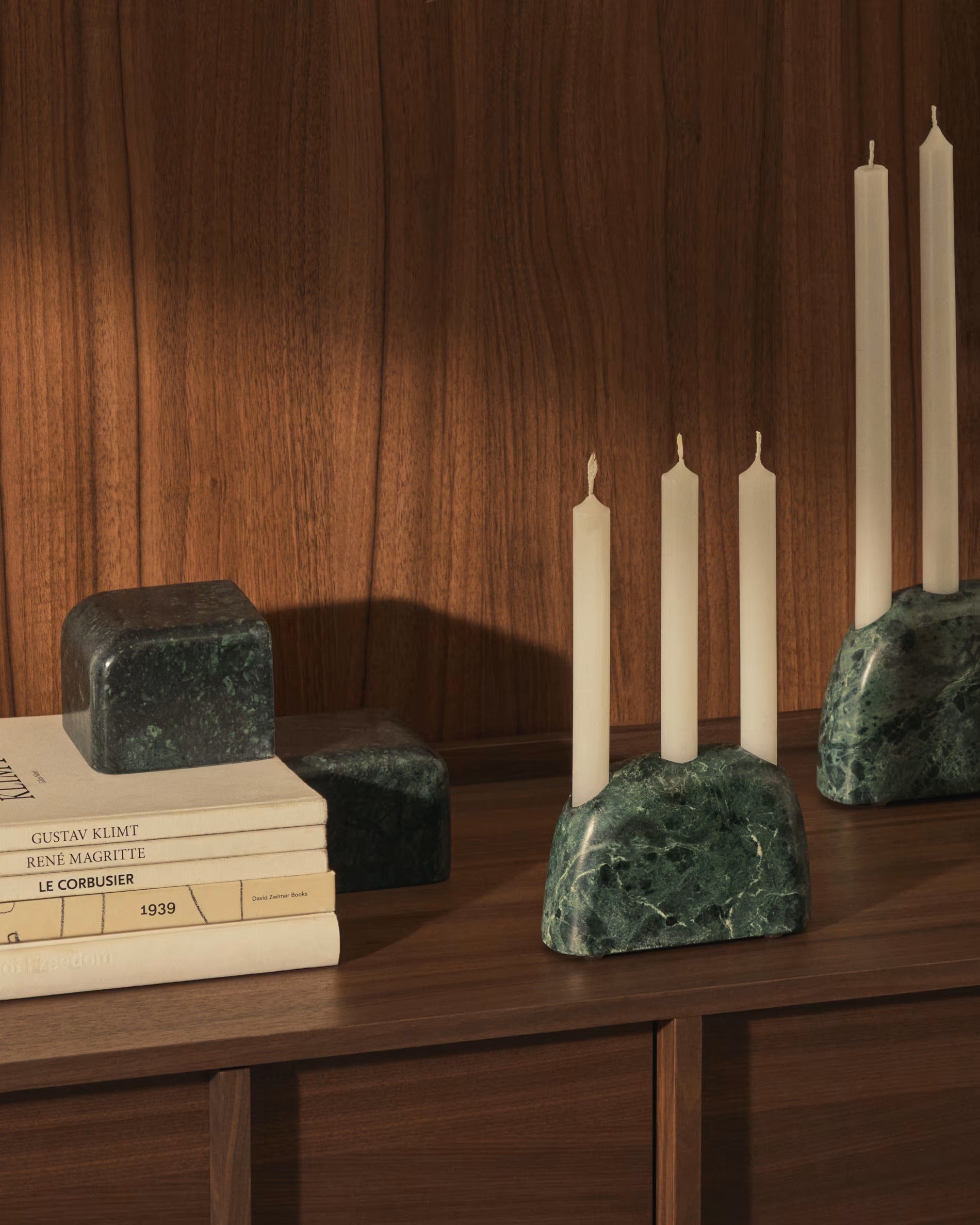 SIGNE Green Marble Candle Holder