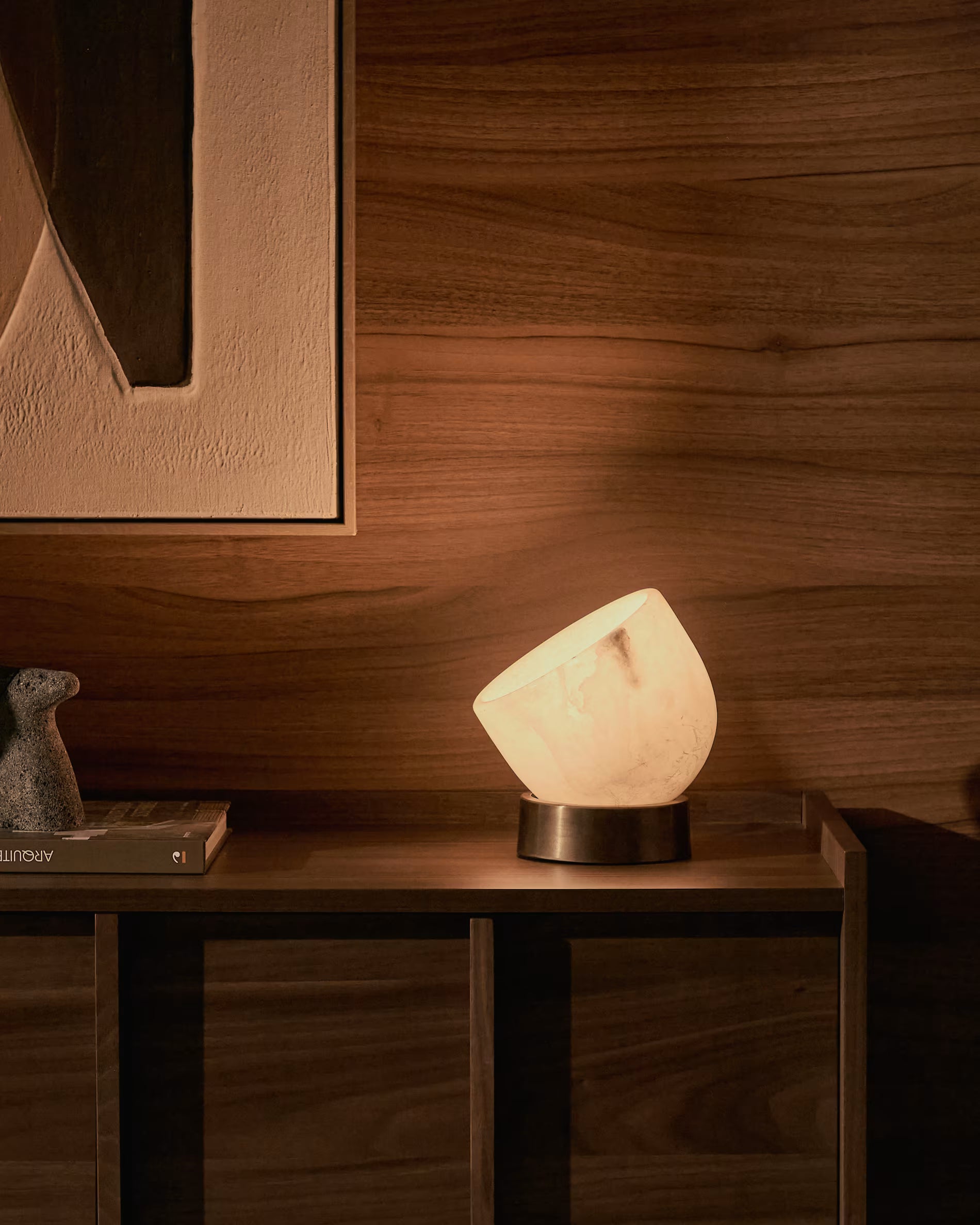 SHENLI Alabaster and Brass Table Lamp