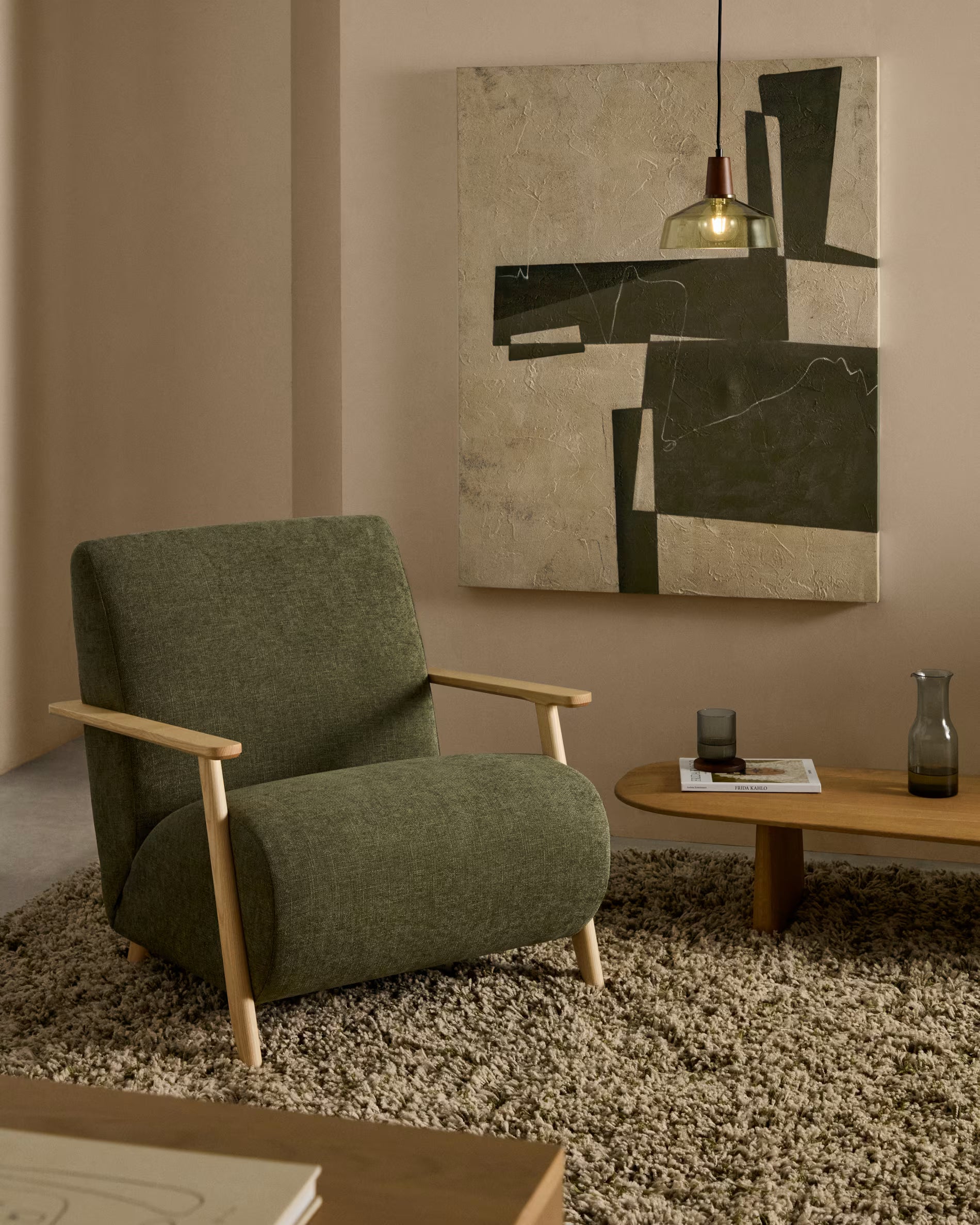 Schilderij FIDA groen met beige